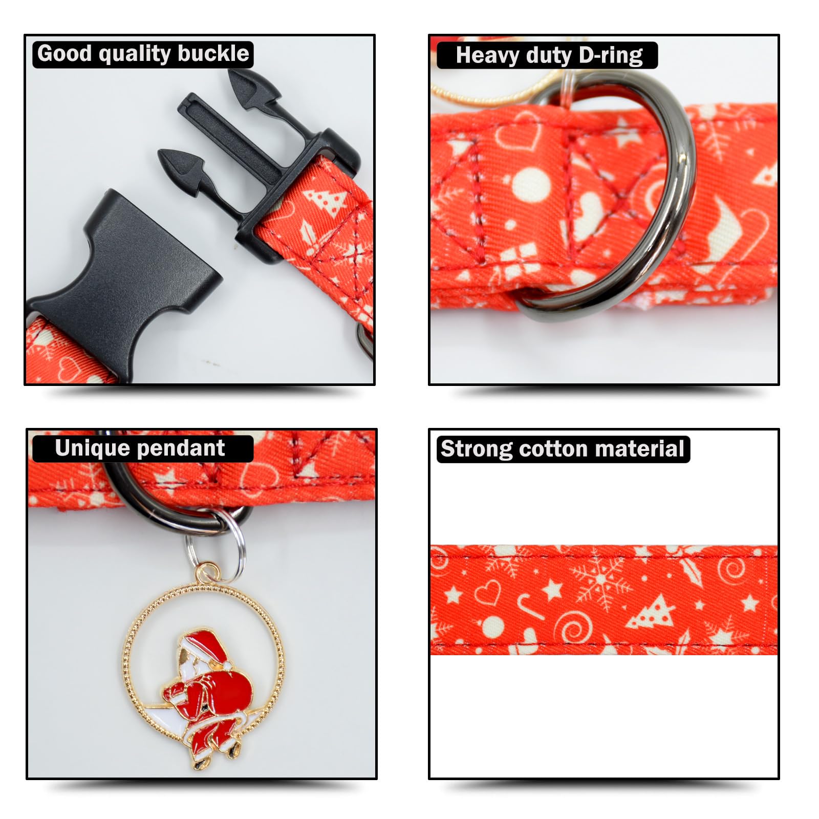 Christmas Dog Collar With Pendant, Durable And Soft Cotton Dog Collars For Small Large Female And Male Dogs Pets(Christmas M)