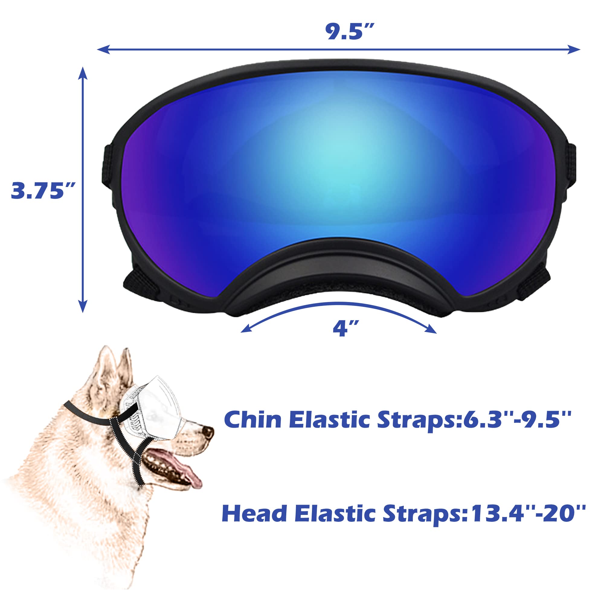 Large Dog Sunglasses With Adjustable Strap Uv Protection, Winproof Dog Puppy Sunglasses, Suitable For Medium-Large Dog Pet Glass
