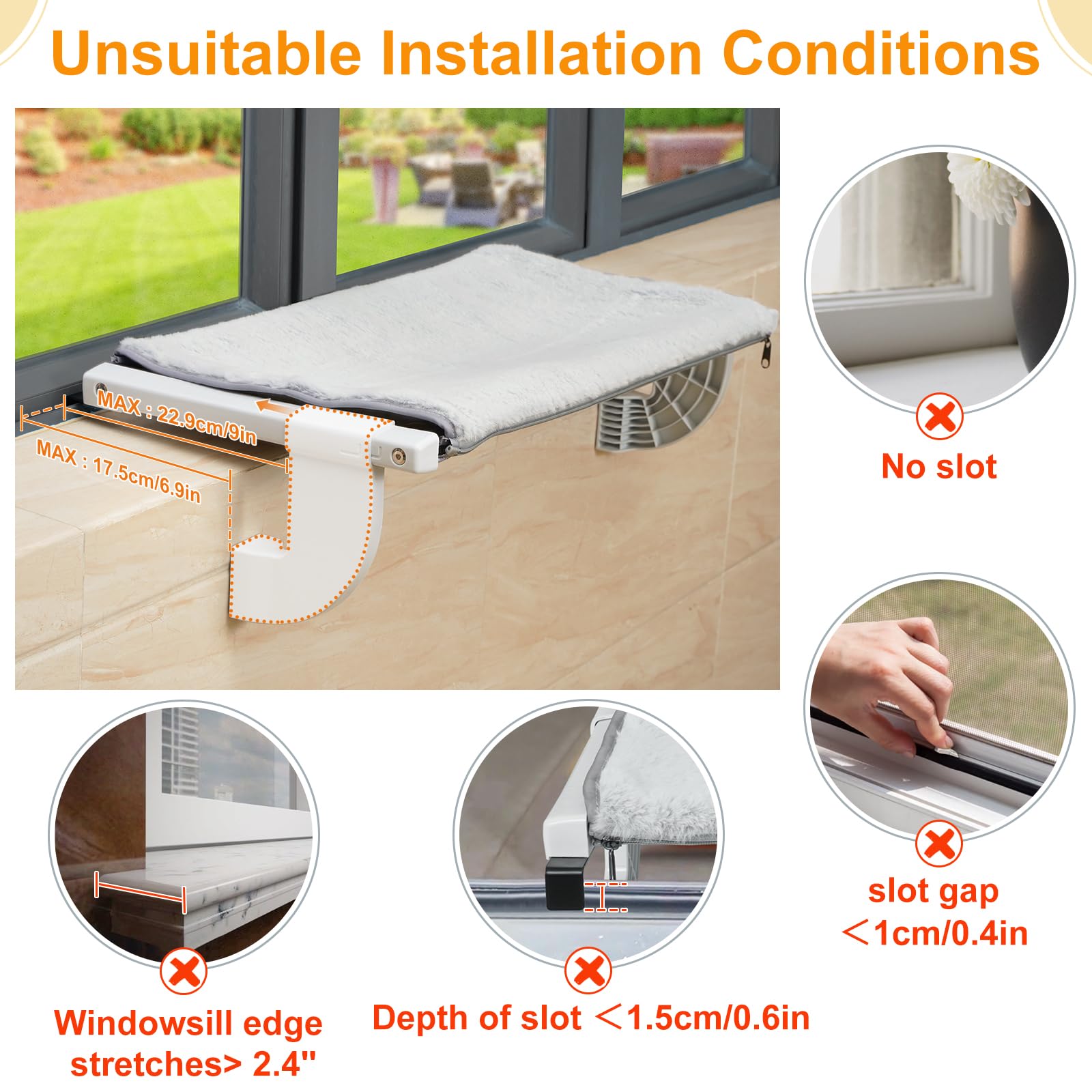 Sunhoo Cat Window Perch Hammock Kitty Bed For Windowsill Bedside Large Cats Shelf Seat Inside With Adjustable Ledge Sturdy Remov