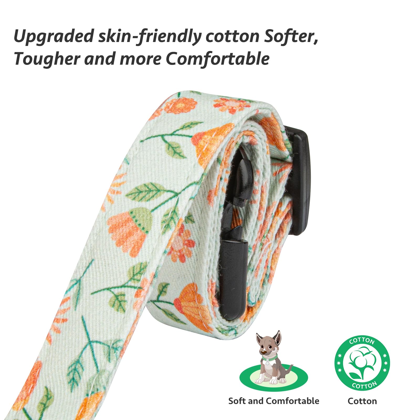 Cotton Handmade Dog Collar Cute And Distinctive Patterns Green Sunflower With Pendant For Girl Boy Dogs Collars M