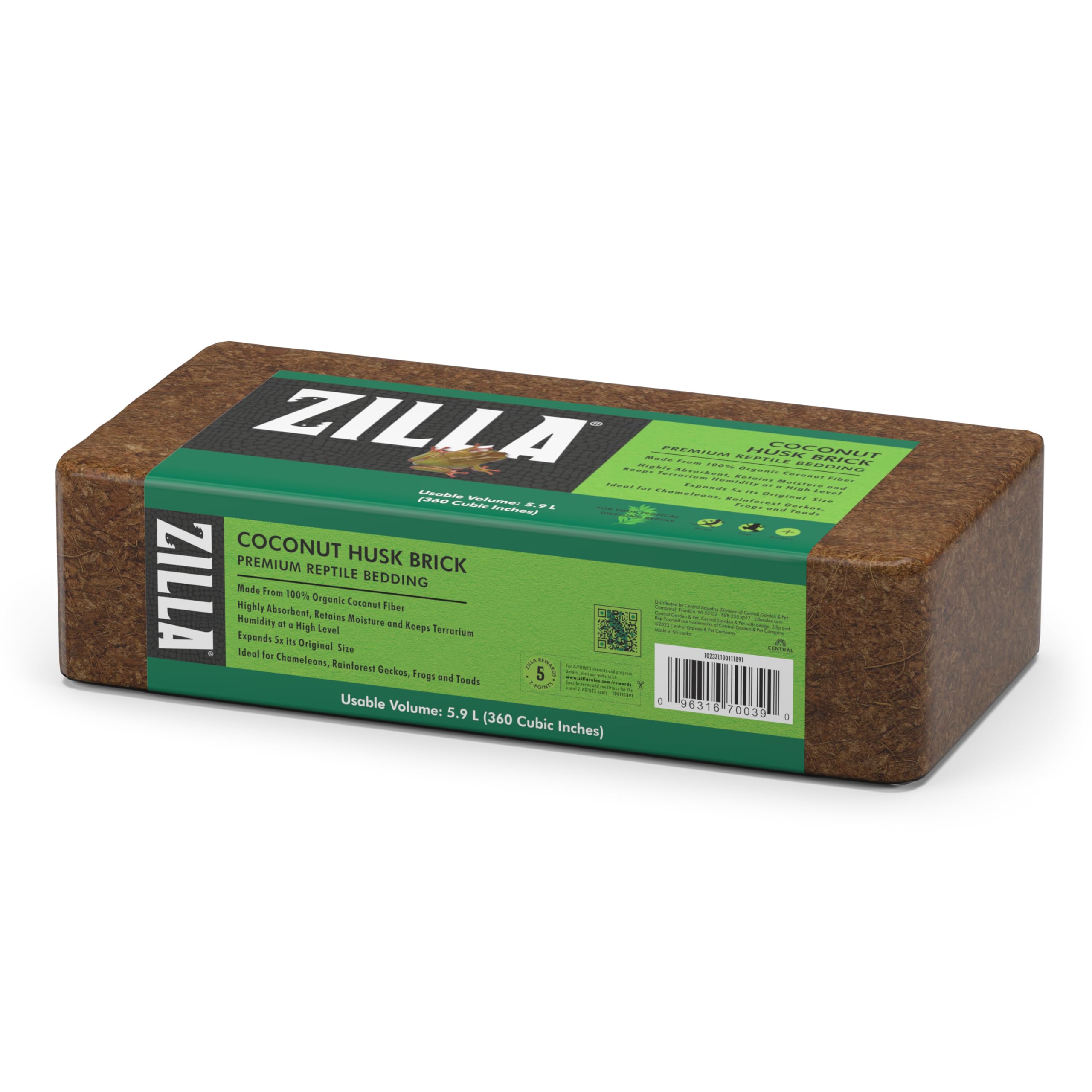 Zilla Coconut Husk Brick, Organic Bedding For Reptiles, Made With 100% Coconut Fiber, Ideal For Tropical Habitats And Egg Incubation