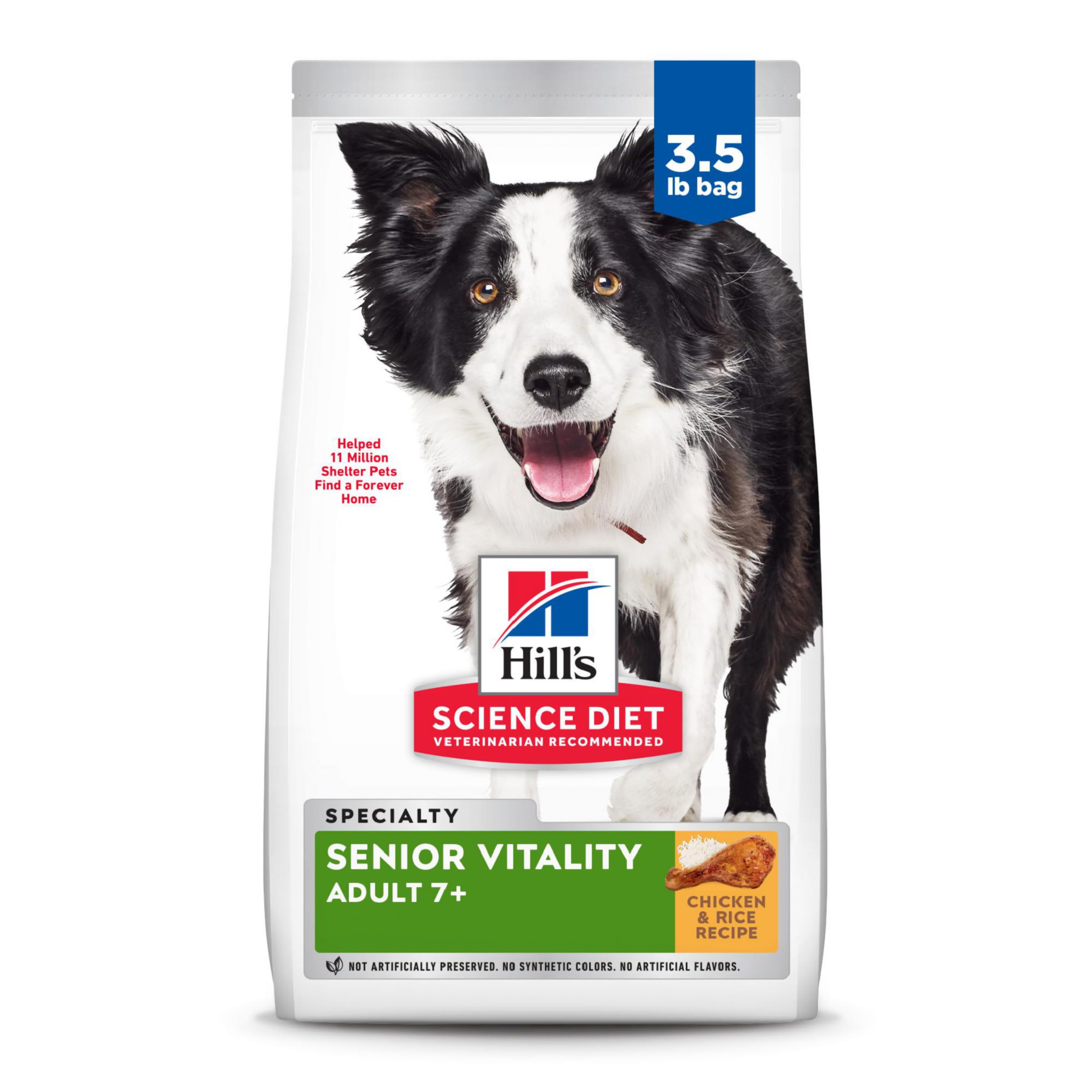 Hills Science Diet Senior 7+ Senior Vitality Chicken & Rice Recipe Dry Dog Food, 3.5 lbs.