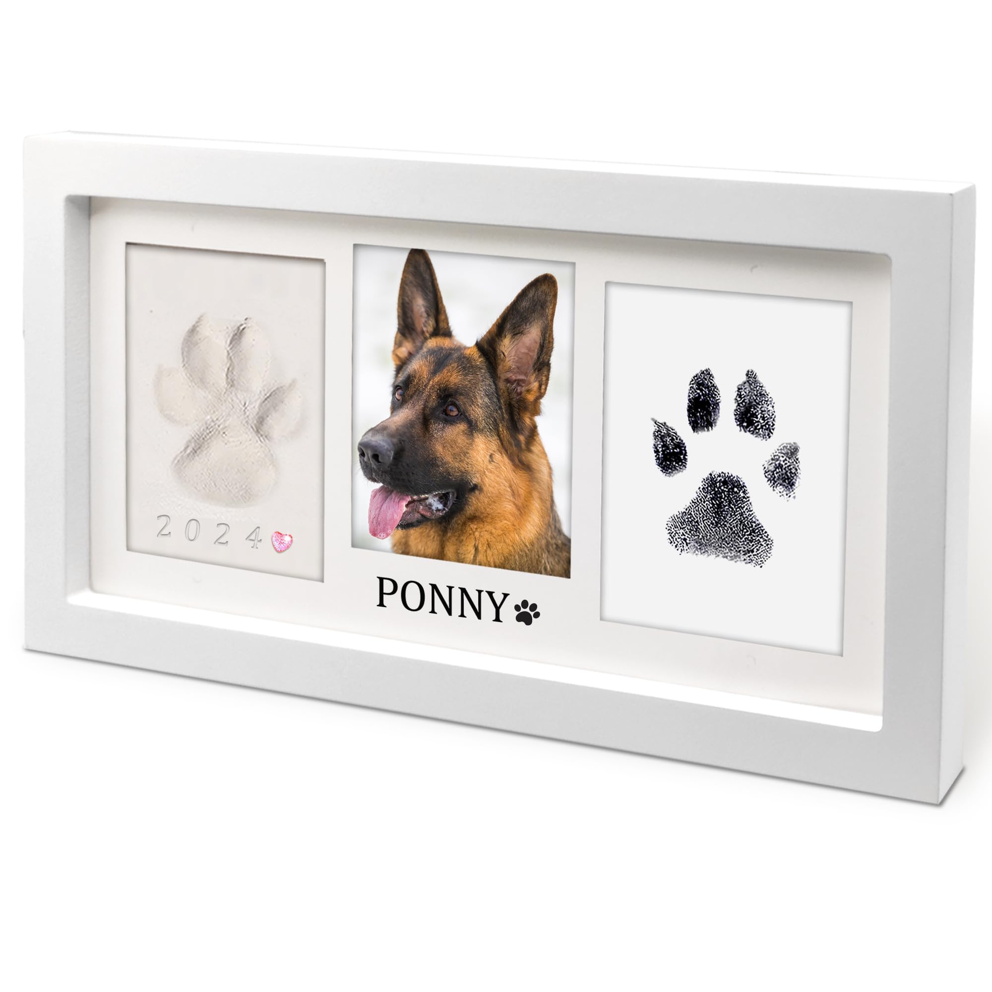 Mypawlets Extra Large Paw Print Frame Kit,Dog/Cat Paw Print Kit,Soft Pawprint Clay&Clean Touch Ink Pad,Pet Paw Print Impression 