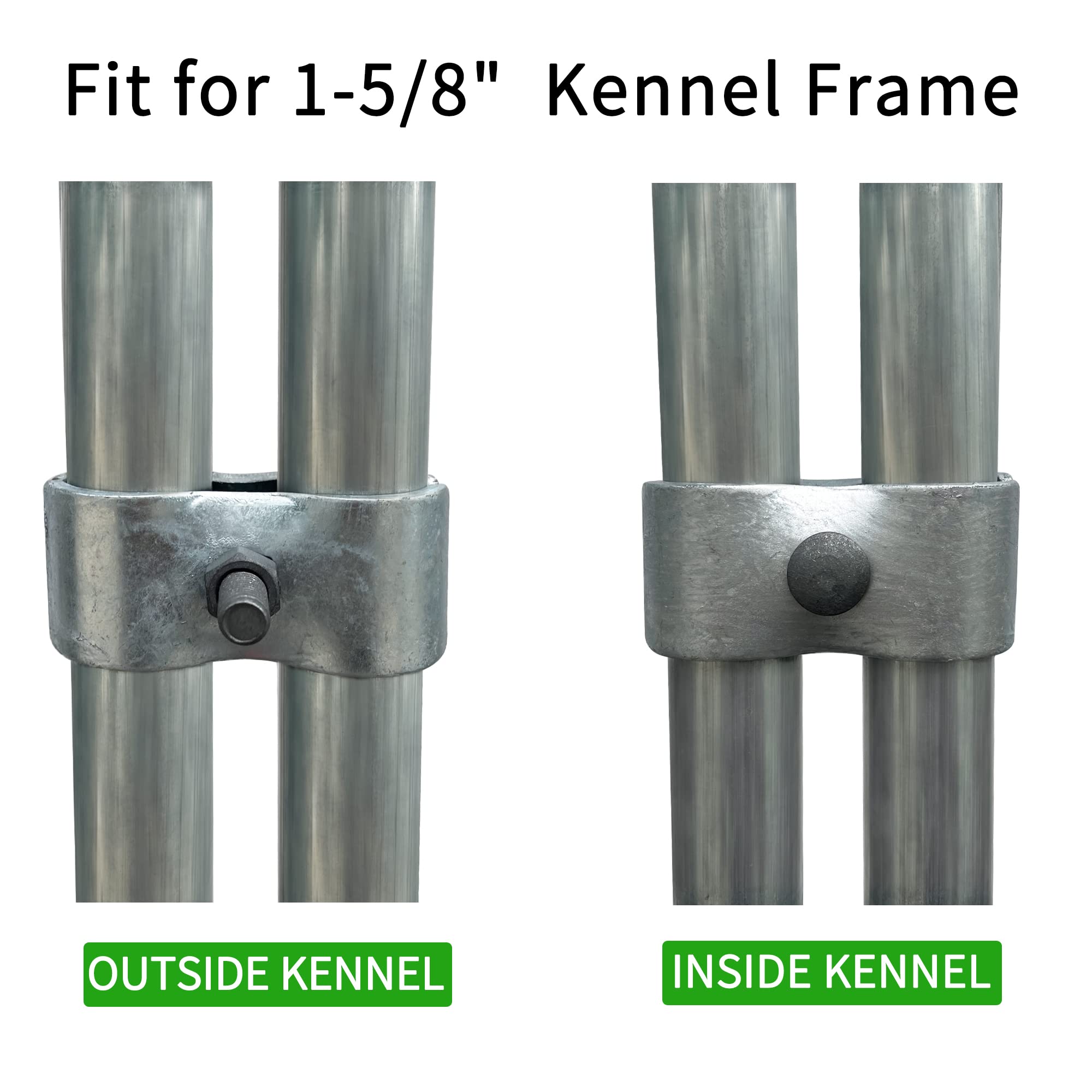 HITTITE Dog Kennel Panel Clamps - 8 Set, Alloy Steel, 1-5/8" Diameter, 42mm, for Chain Link Fence and Round Pipe Frames