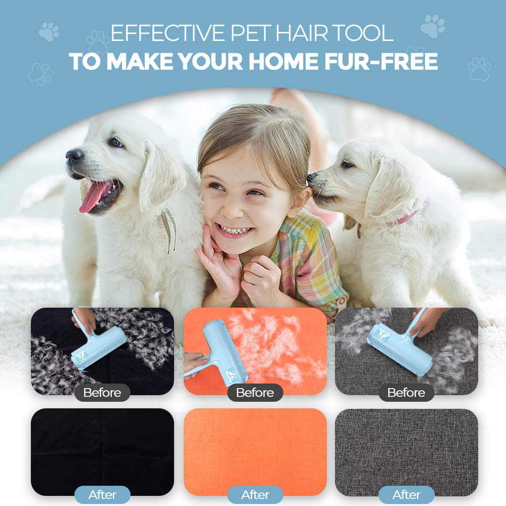 Pet Hair Remover Roller, Delomo Dog & Cat Fur Remover With Self-Cleaning Base, Efficient Animal Hair Removal Tool, For Furniture