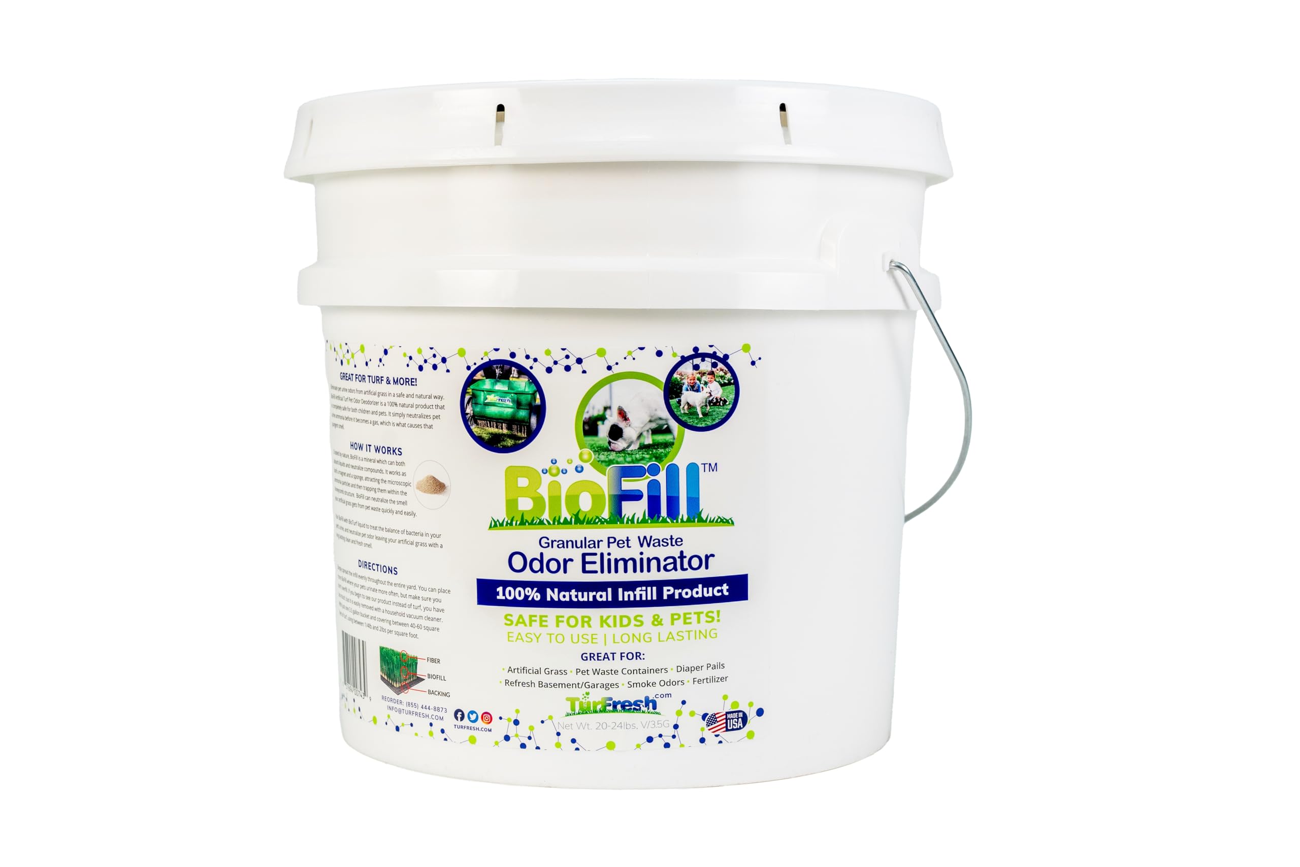 Biofill Pet Deodorizer Granular Infill For Artificial Grass Turf  All Natural Dog Urine Neutralizer  Outdoor Use 3.5 Gallon Pail -Like New