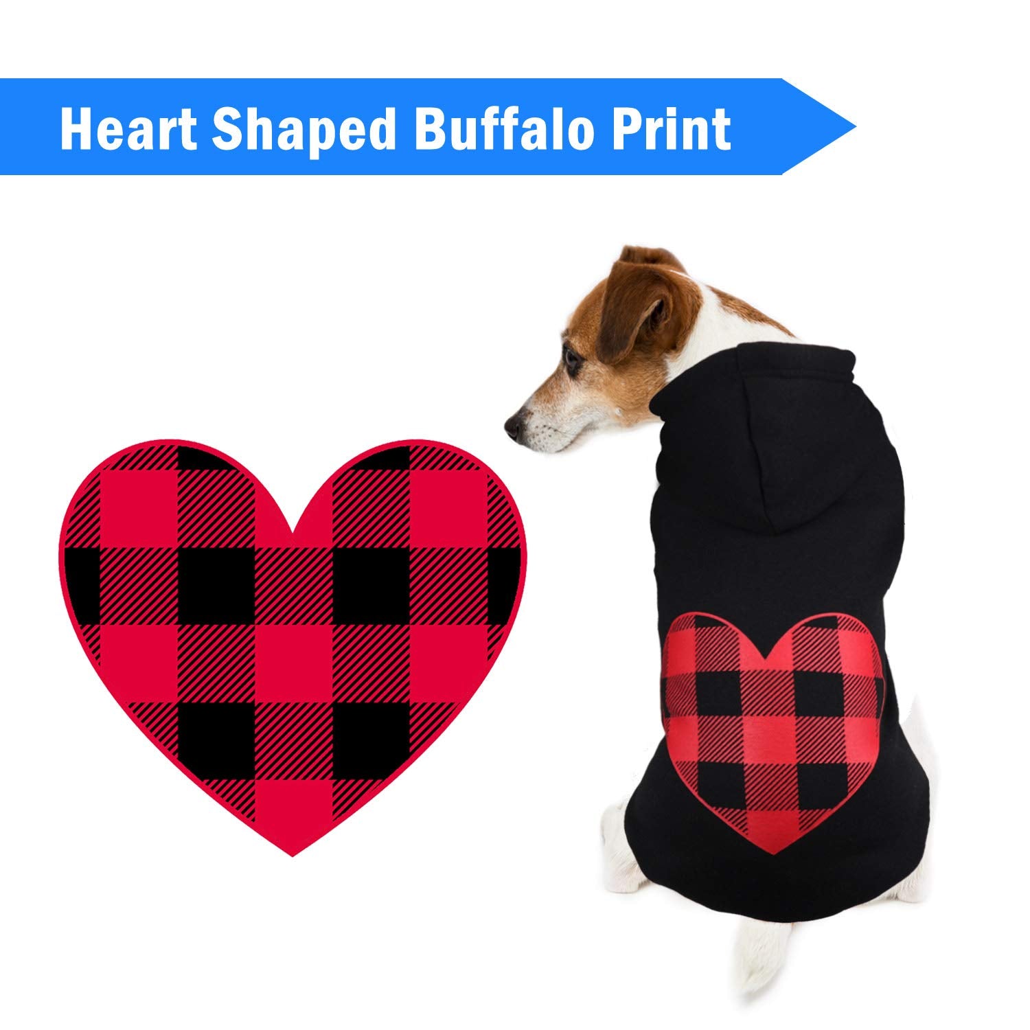 Dog Hoodie Dog Sweaters For Small Dogs Pet Clothes Black Buffalo Plaid Warm And Soft Breathable Cozy(S)