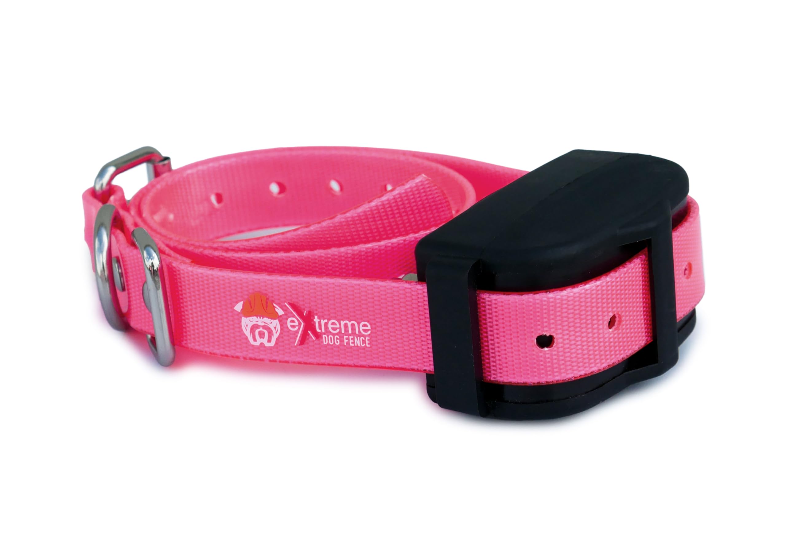 Hot Pink 3/4 Heavy Duty Tpu Coated Nylon Replacement Dog Collar Strap With Metal Buckle For Shock, Bark And Electric + Contain