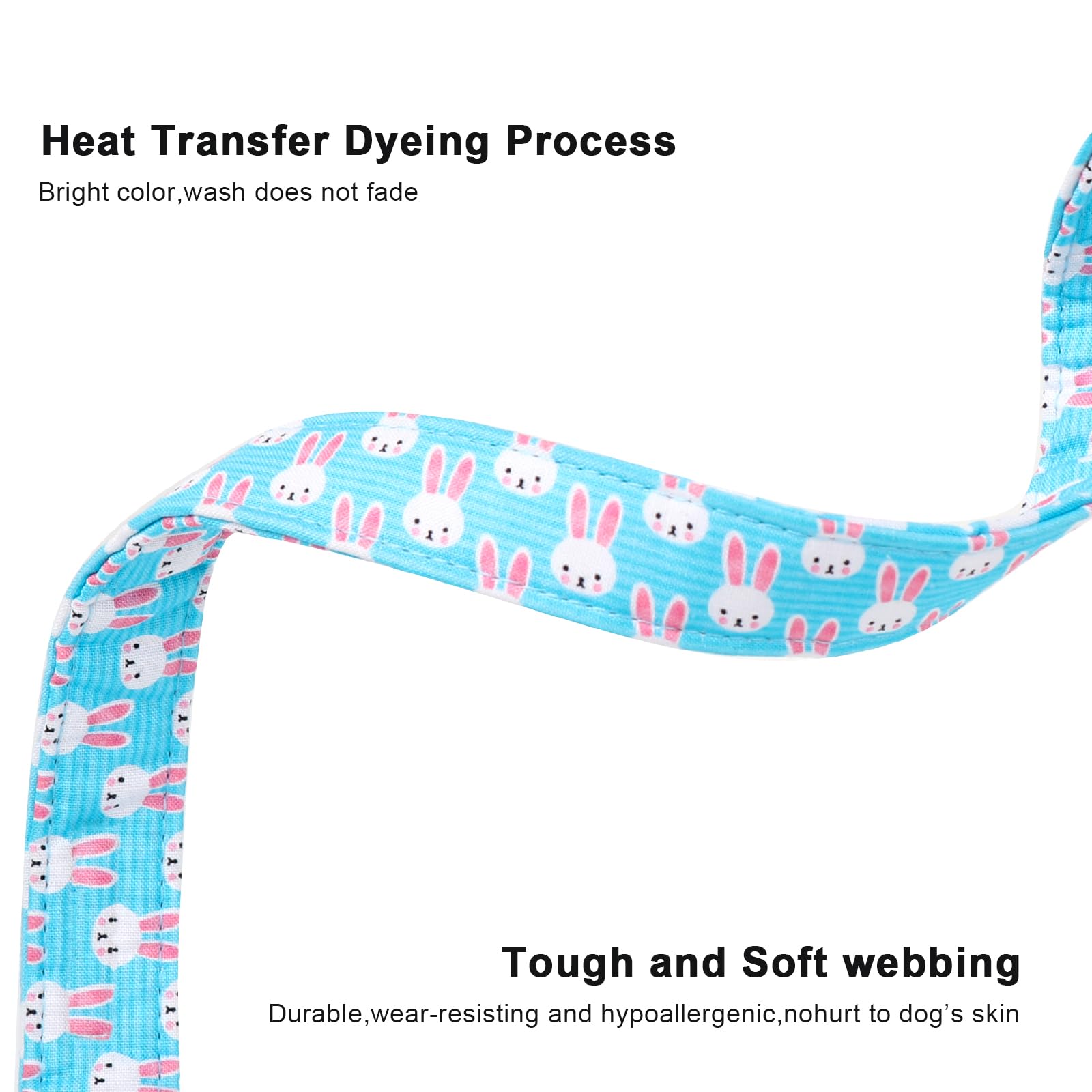 Lionet Paws Easter Dog Collar- Cute Bunny Blue Dog Collars With Plastic Buckle, Light Adjustable Dogs Collars With Rabbit Pendan