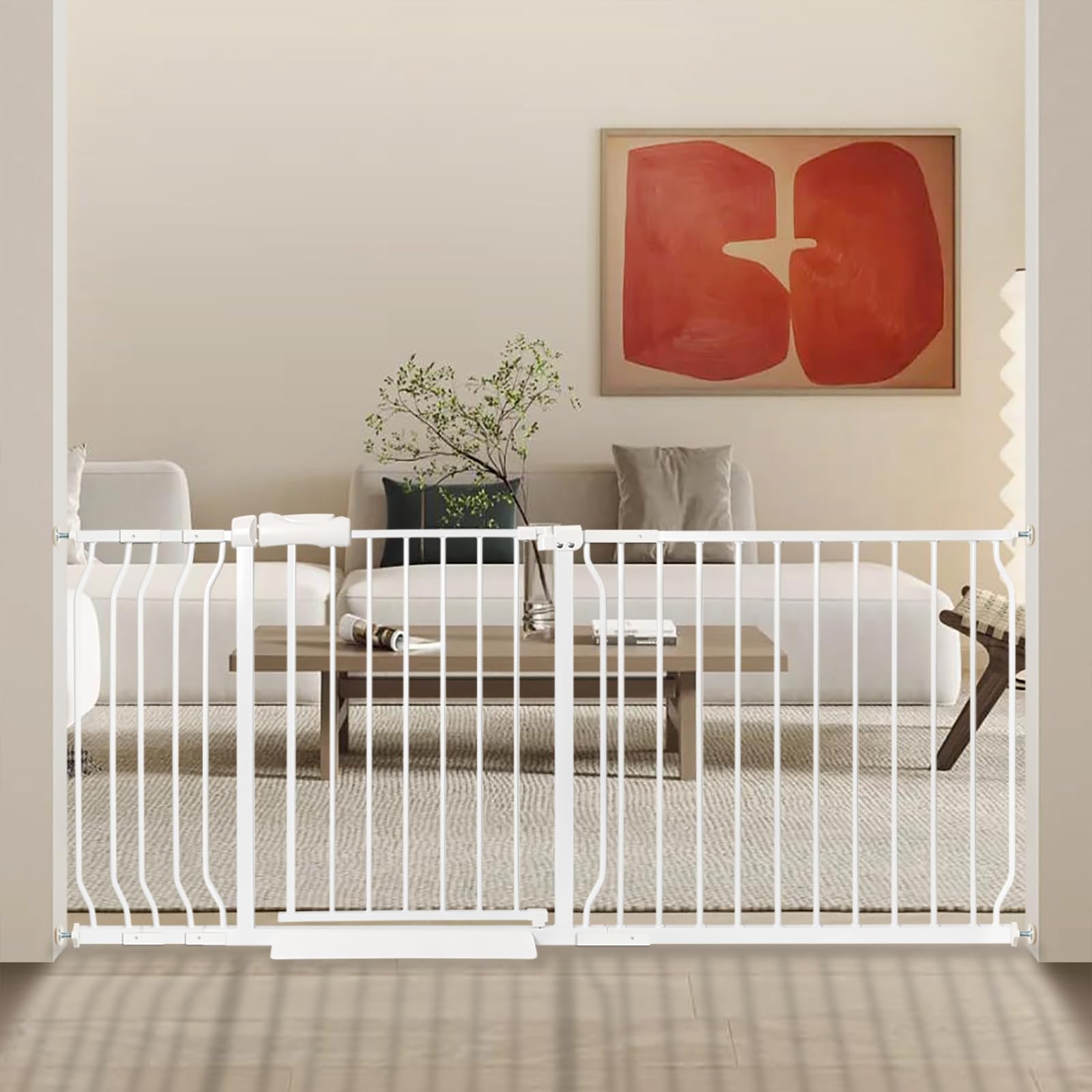 Extra Wide Baby Gate 66.9-71.65 Pressure Mounted,Child Dog Pet Safety Gates with Walk Through Door for Doorways Stairs No Drilli