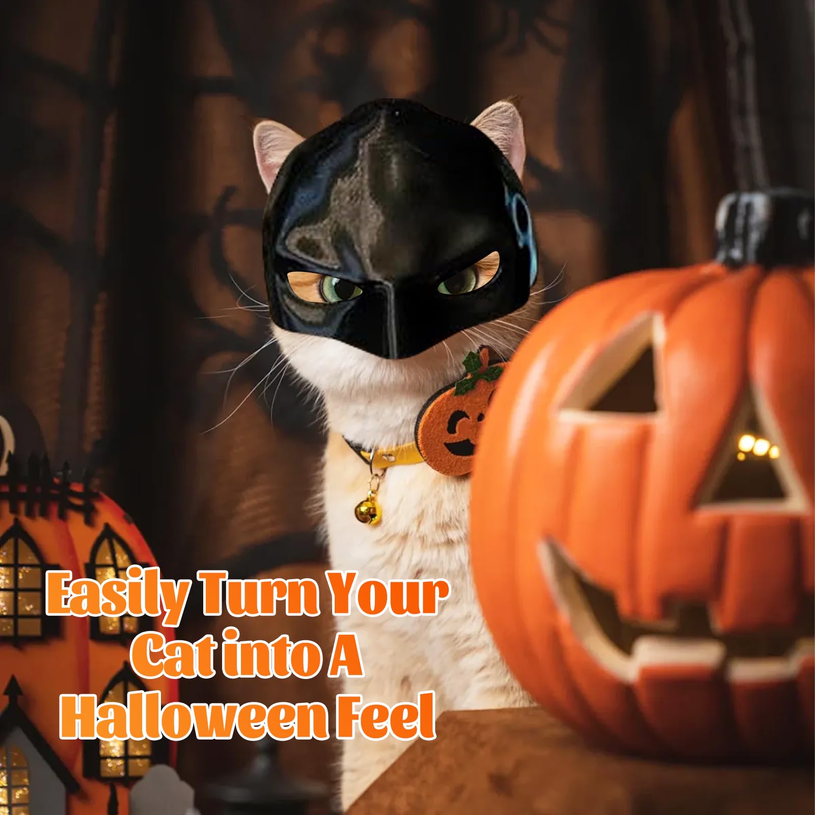 Batcat Mask,Halloween Black Catbat Mask For Cats,Funny Halloween Costumes Accessories,Bat Cat Cosplay For Halloween Or Everyday