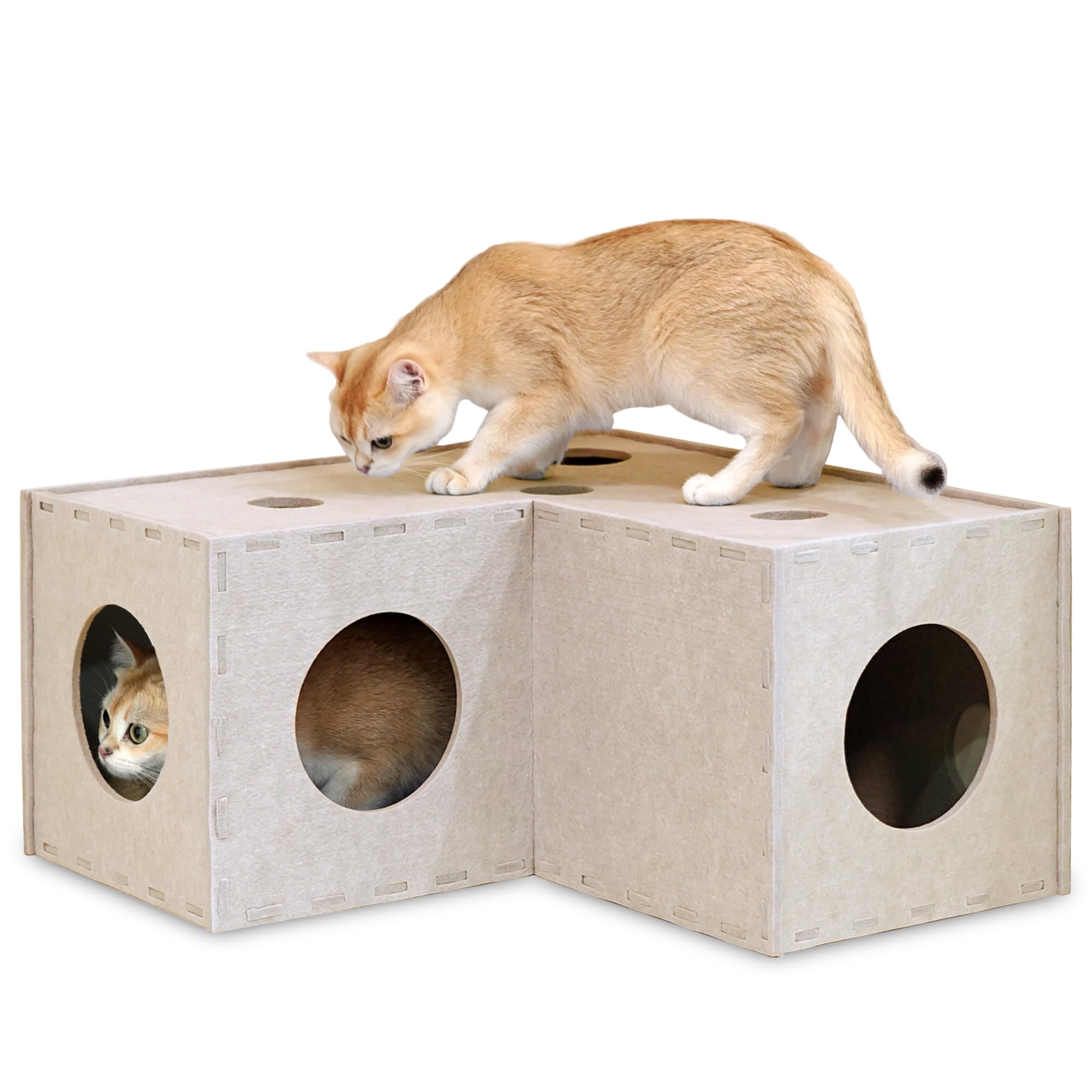 PETKARAY Cat Tunnel, Original Cat Hideaway Cave for Indoor Cats, Large Kitten Play Tubes and Tunnels, Soft Felt Cat Toy with Int