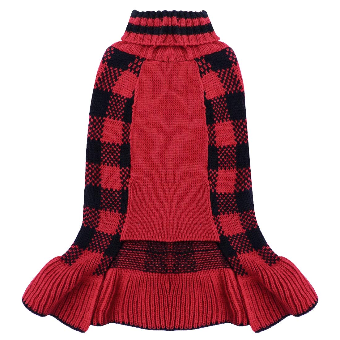 Kyeese Christmas Dog Sweaters Dress For Small Medium Dogs With Leash Hole Checkered Dog Sweaters Turtleneck With Bowtie Dog Apparel For Winter