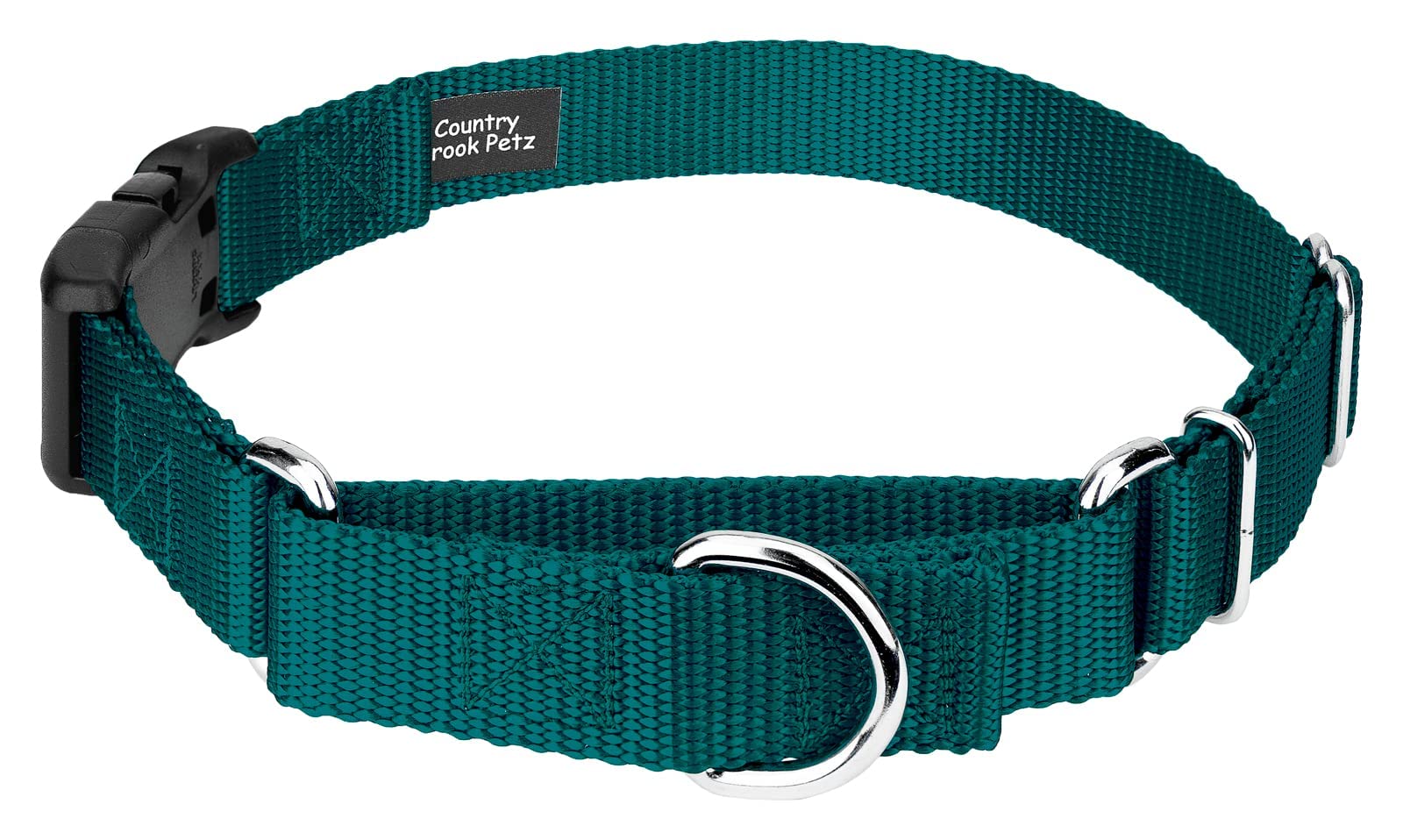 Country Brook Petz - Made In The Usa - Durable Nylon Martingale With Deluxe Buckle - 30+ Vibrant Color Options (Teal, 1 Inch, Large)
