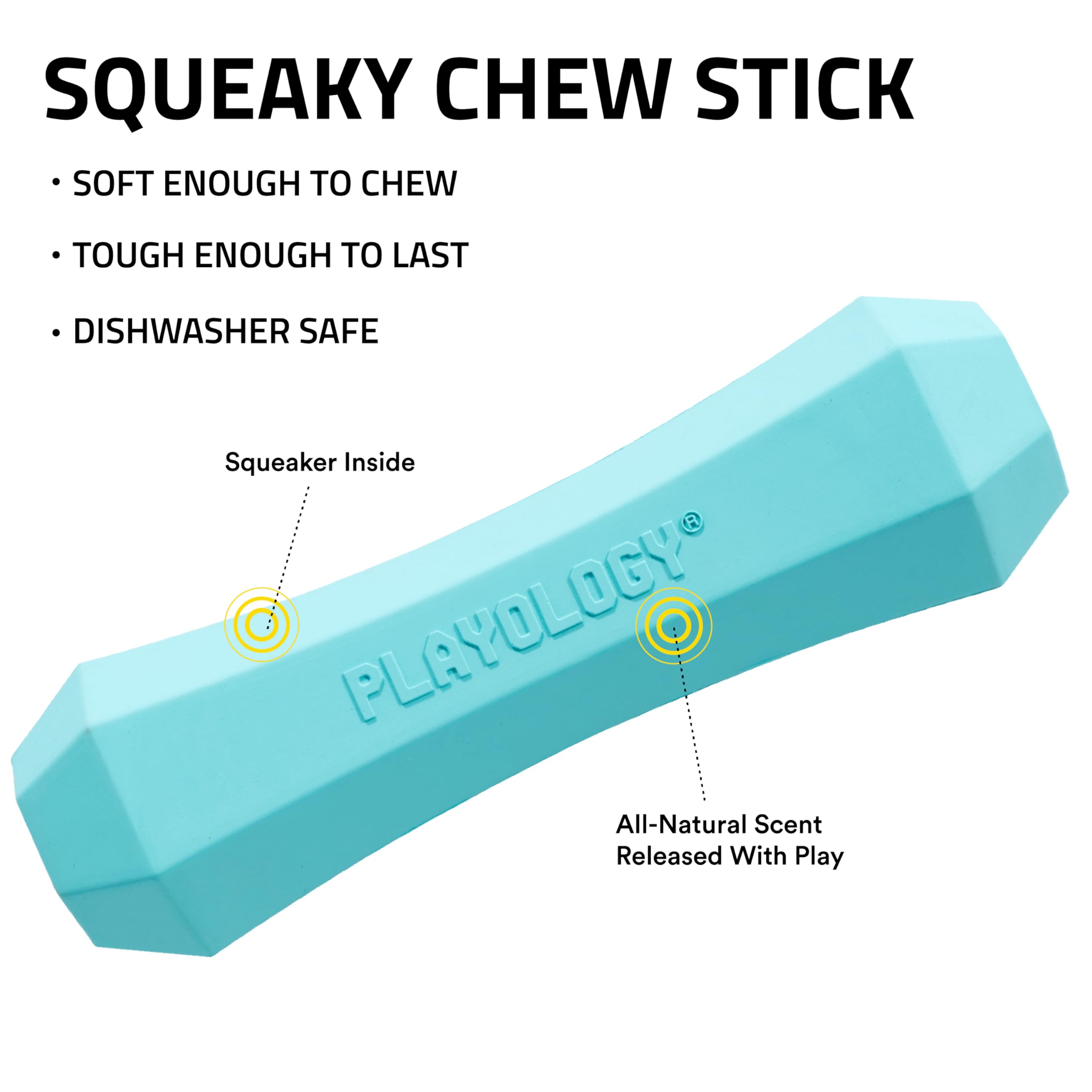 Playology Squeaky Chew Stick Dog Toy, For Medium To Large Dog Breeds (15Lbs - 35Lbs) - For Moderate Chewers - Engaging All-Natural Peanut Butter Scented Toy - Non-Toxic Materials