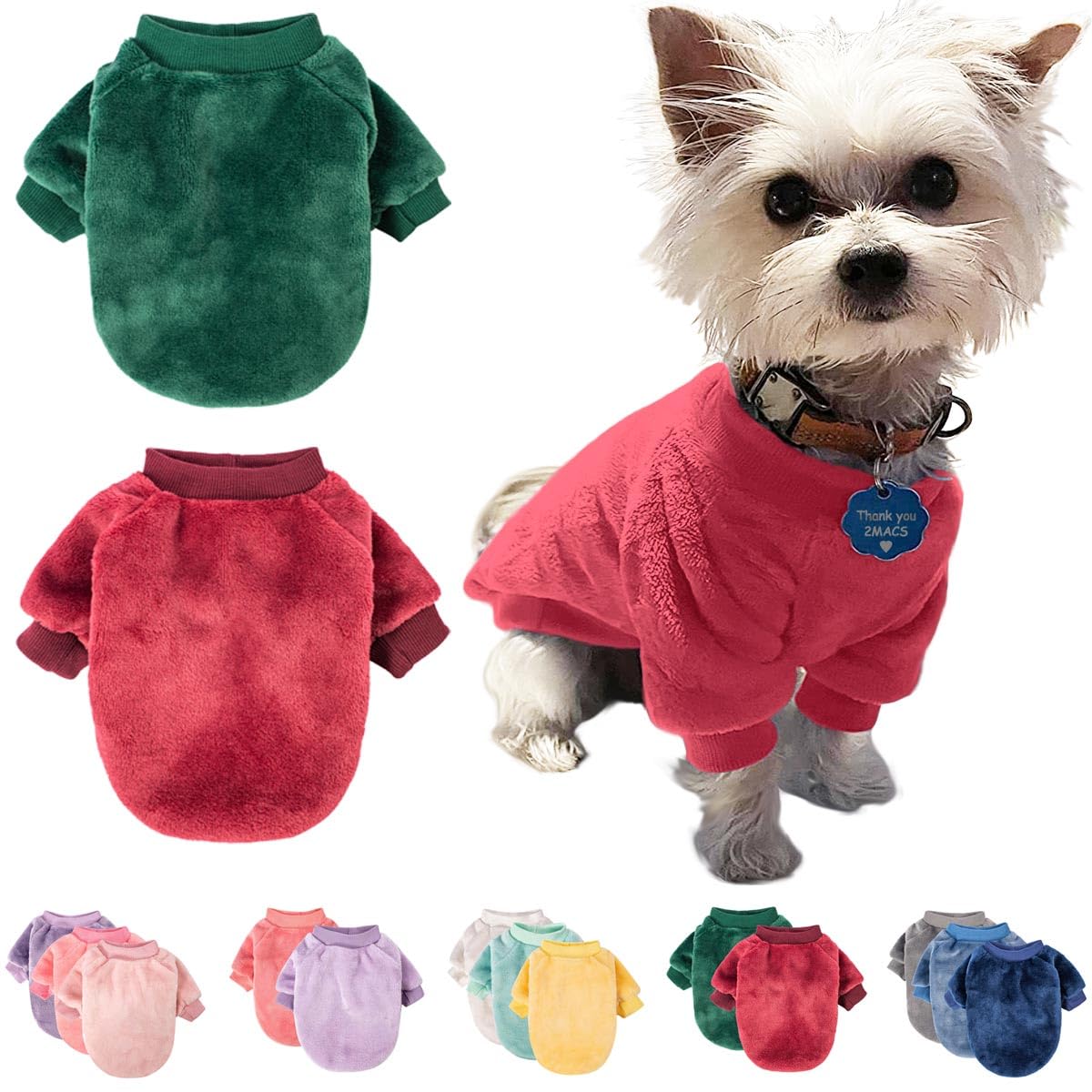 Dog Sweater, Pack Of 2 Or 3, Dog Clothes, Dog Coat, Dog Jacket For Small Or Medium Dogs Boy Or Girl, Ultra Soft And Warm Cat Pet Sweaters (Xx-Large, Dark Red,Dark Green)