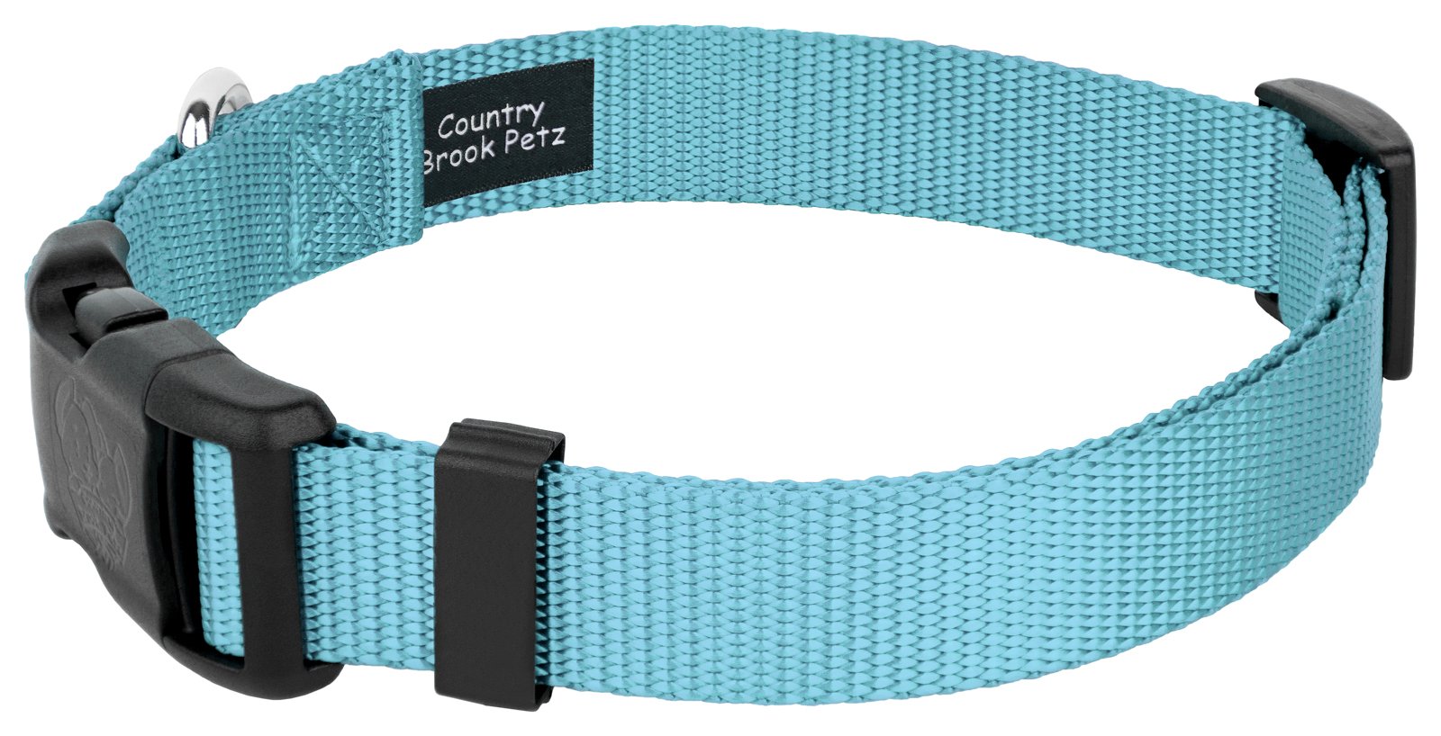 Country Brook Petz - 30+ Vibrant Colors - American Made Deluxe Nylon Dog Collar With Buckle (Mini, 3/8 Inch Wide, Ocean Blue)