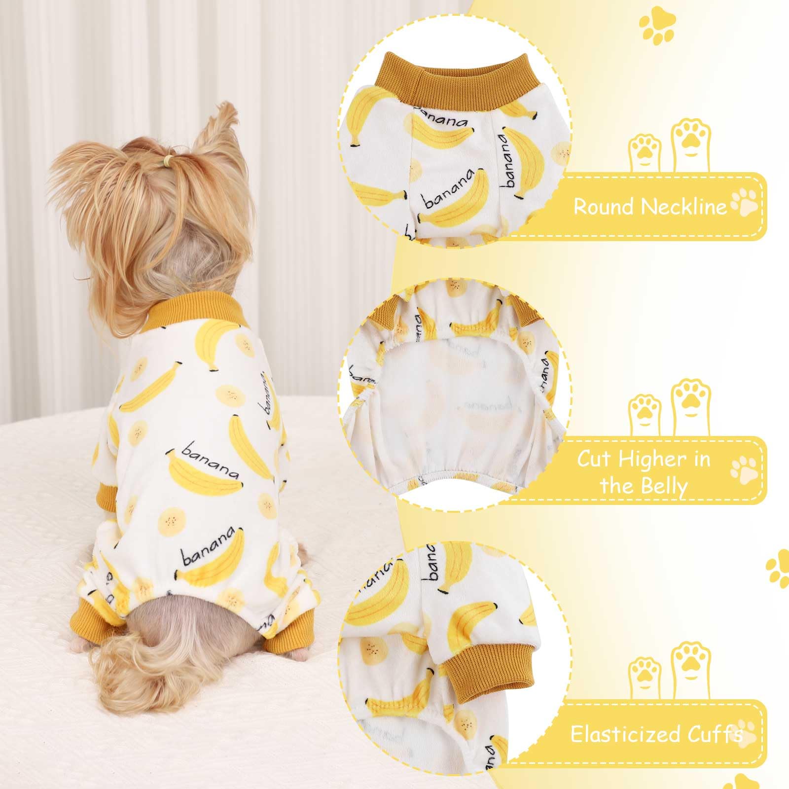 Kosiyi Dog Clothes for Small Dogs - Stretch Fleece Pajamas, Winter Spring Outfit, Lightweight Velvet Pet Jumpsuit, Pjs, Onesie A