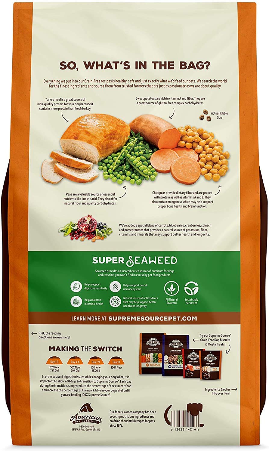 Supreme Source Grain Free Dry Dog Food, Turkey Meal & Sweet Potato Recipe, 5 Pound Bag