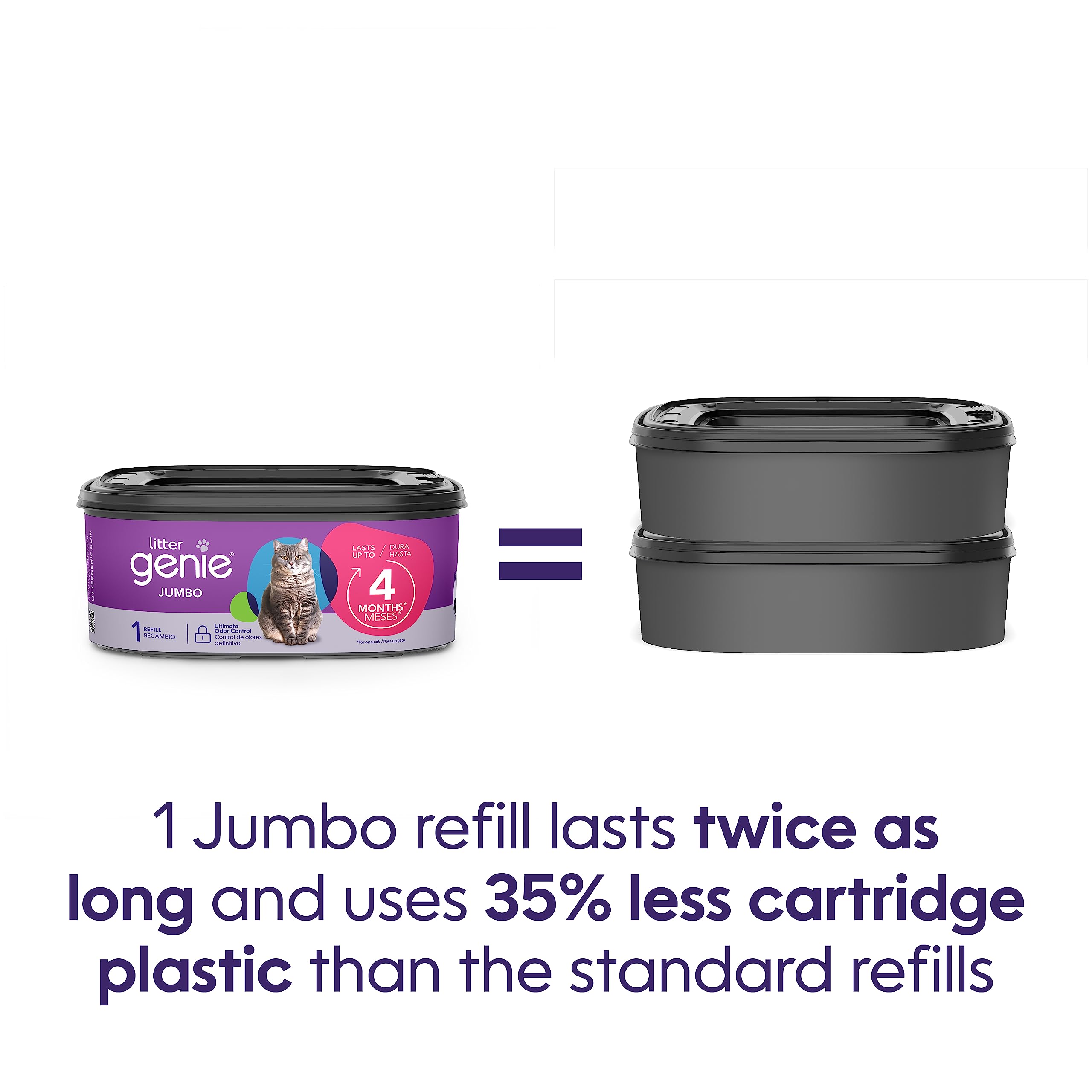 Litter Genie Xl+ Pail | Cat Litter Waste Disposal System For Odor Control | Includes 1 Jumbo Refill Bag