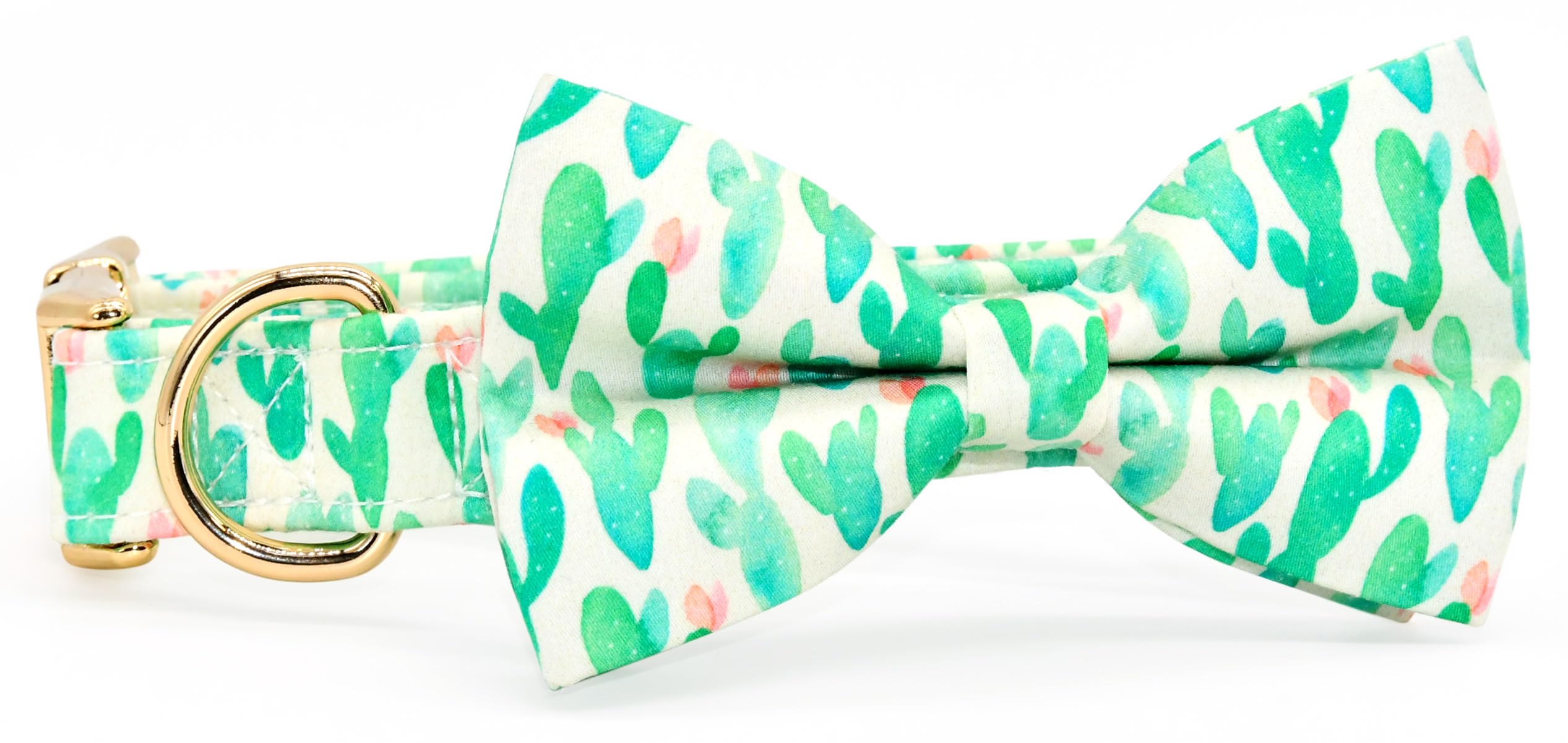 Cacti Cat/Dog Bowtie Collar, Accessory For Dogs, Green Summer Puppy Collar, Gifts For Dogs Meeting For The First Time, X-Small 8