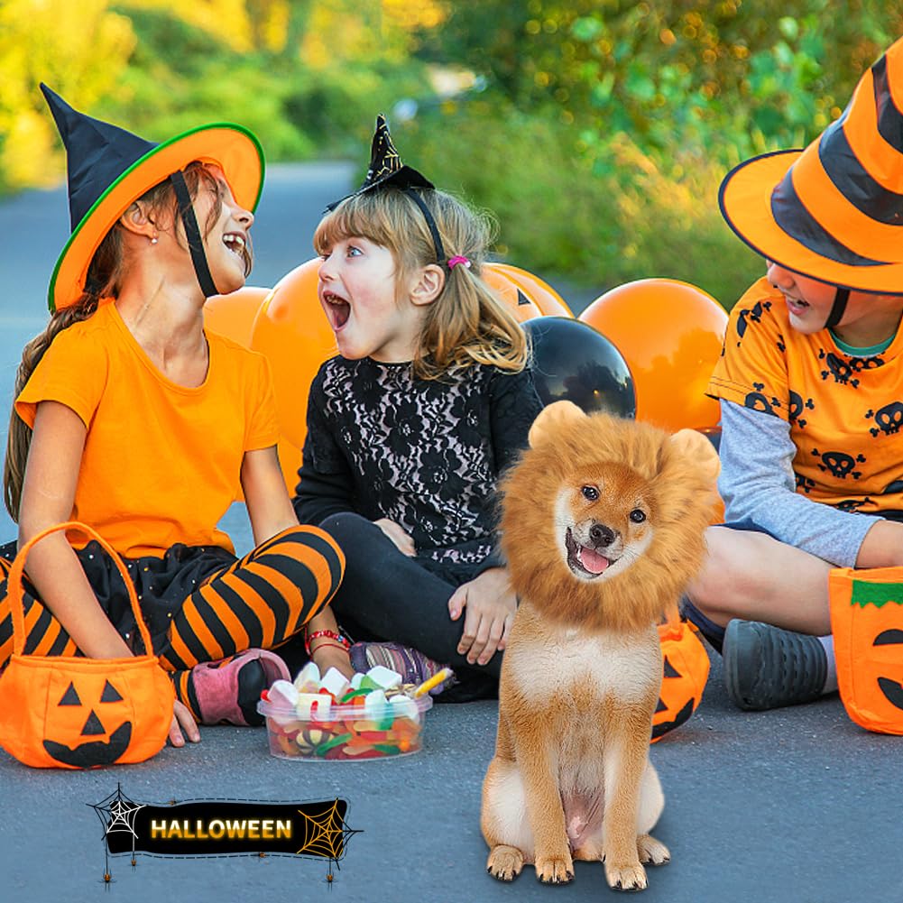 Vivifying Lion Mane For Dog, Adjustable Halloween Lion Costume Wig With Ears For Medium Dogs, Realistic & Funny Accessory Perfect For Parties And Photoshoots (Medium, Brown)