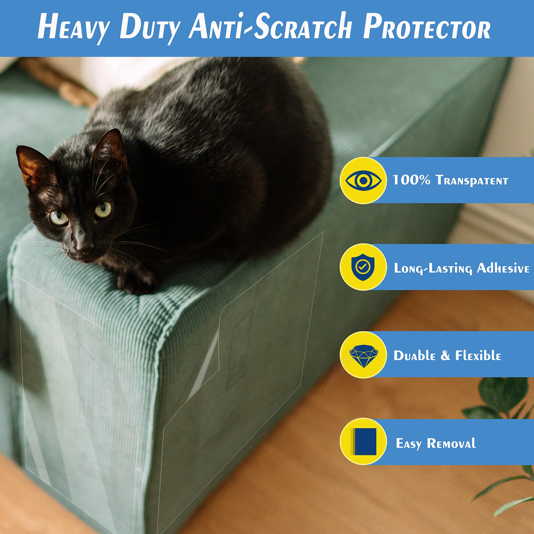 FTSTC 20 PCS Furniture Protectors from Cats, 17x13 Clear Self-Adhesive Anti Cat Scratch Deterrent, Couch Protector for Cats, Cat