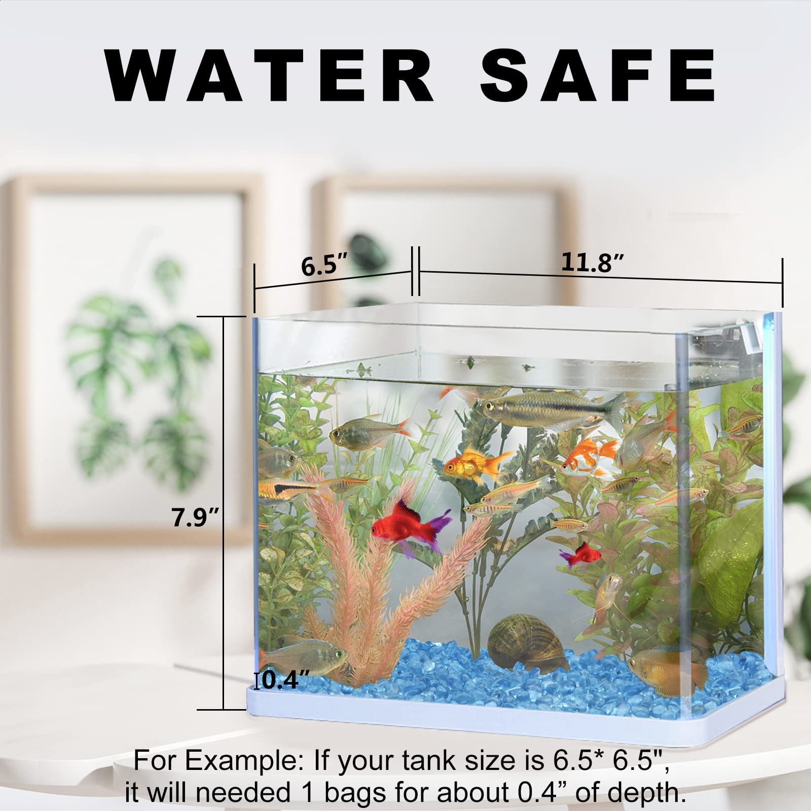 Keedolla Aquarium Sea Glass Stones, 0.93LB Clear Glass Pebbles Marble Aquarium Fish Tank Rocks Gravel for Turtle Tank, Vase Fill