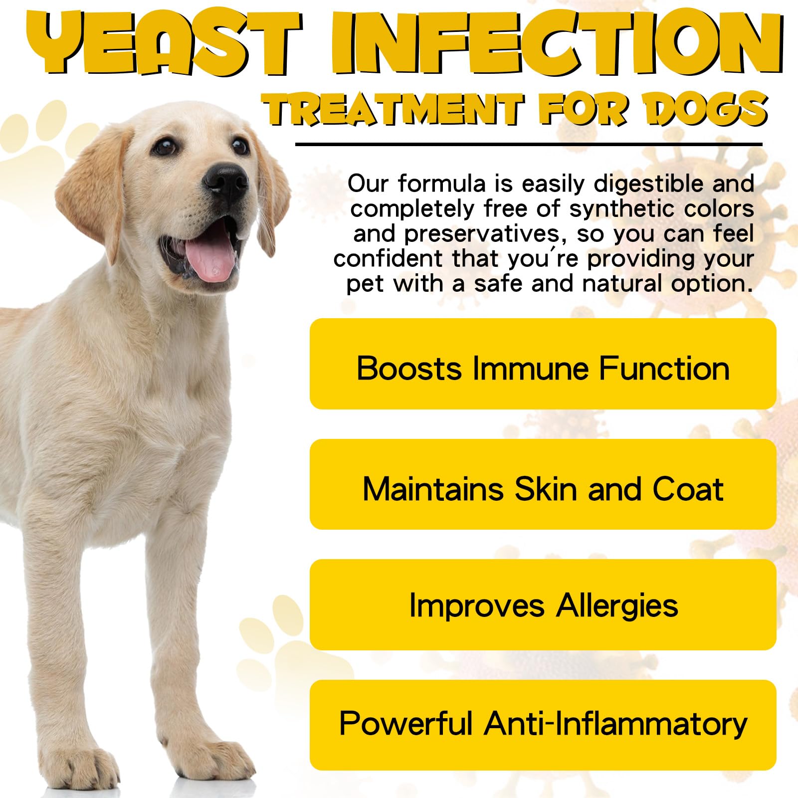 Yeast Infection Treatment for Dogs, Natural Dog Yeast Infection Treatment Supports Itch Relief, Ear Infection, Allergy Relief, P