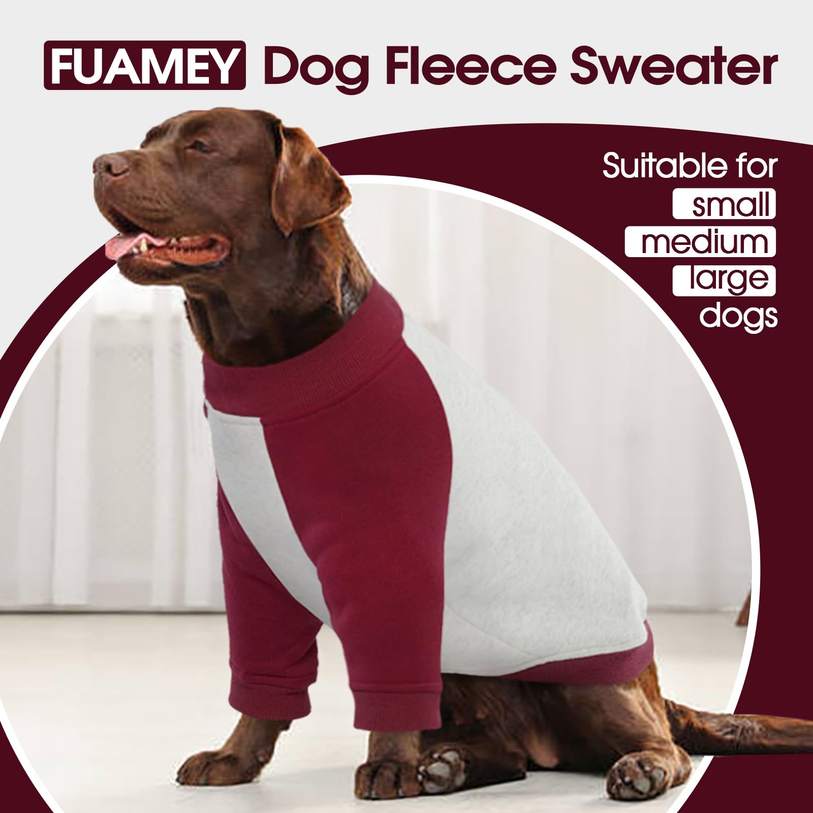 Fuamey Fleece Sweater For Medium Dogs, Pullover Sweatshirt, Winter Clothes For Boy Girl Dogs, Thickening Warm Apparel, Cold Weat