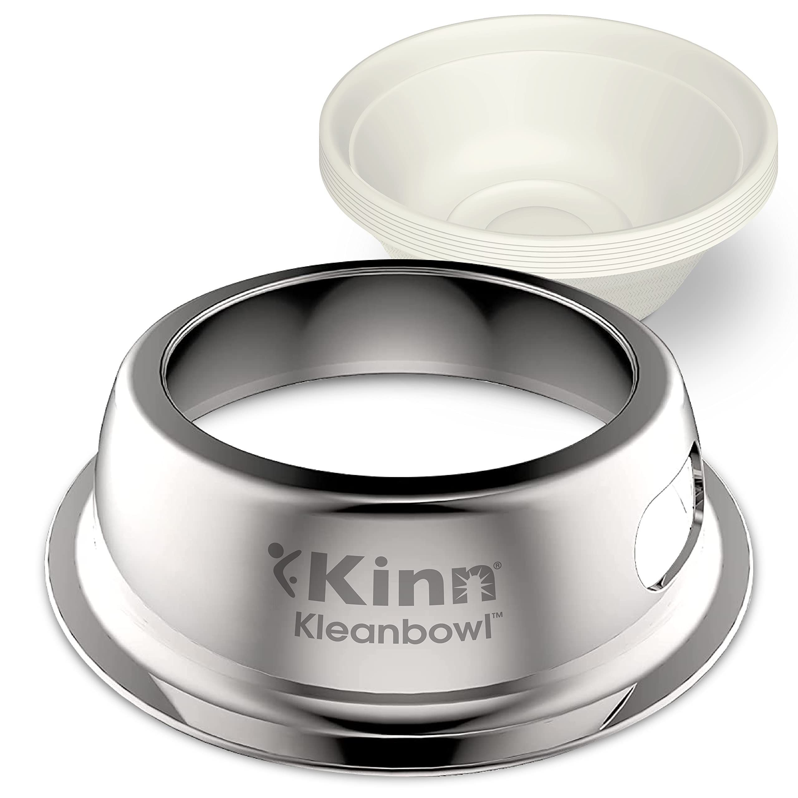 Kinn Kleanbowl Pet Bowl Stainless Steel Frame with Compostable Refills, 16 oz (Pack of 1) - Spill-Proof Stable Disposable Dog Bo