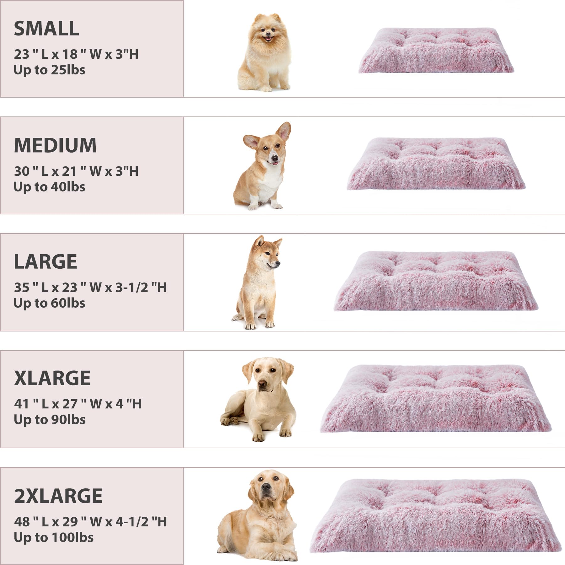 Bfpethome Dog Bed For Large Dogs - Plush Crate Bed, Washable Kennel Pad With Anti-Slip Bottom, Fluffy Cozy & Anxiety Easing, 24'