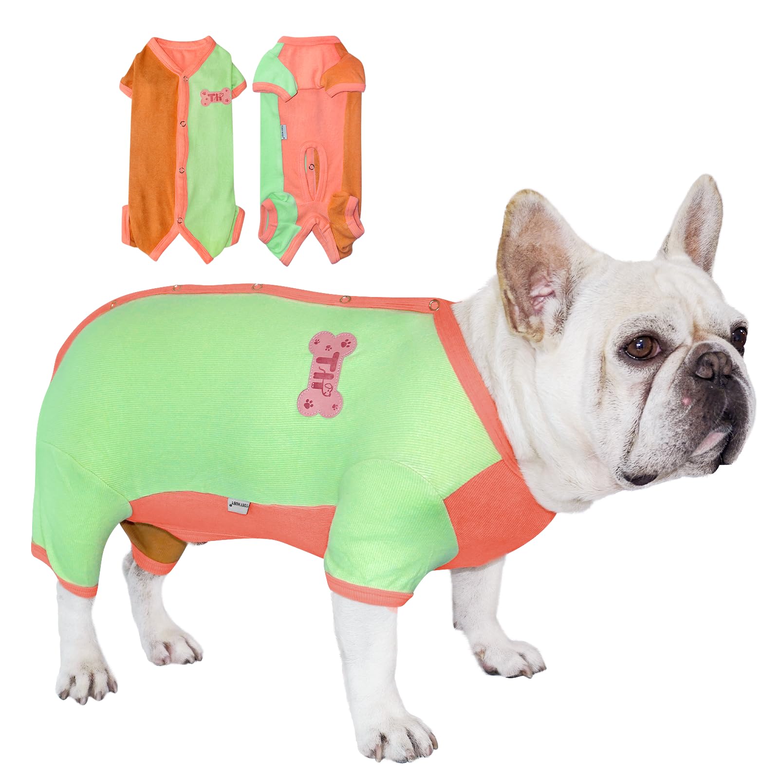 Tony Hoby Dog Pajamas, Male Dog Pajamas Thermal Jumpsuit, Fashion Clashing Color Pet Clothes For Small Medium Dogs (Brown&Orange