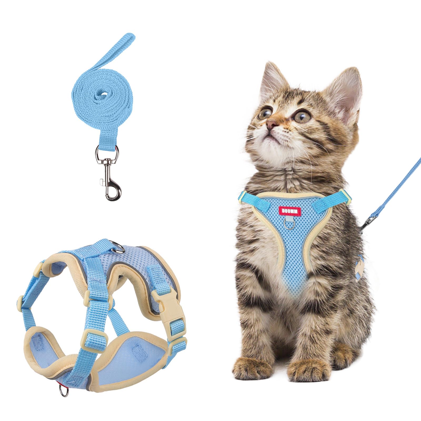 wanheart Cat Harness and Leash Set Escape-Proof Adjustable cat Leash and Harness Combo Suitable for All cat Breeds (Blue, M)