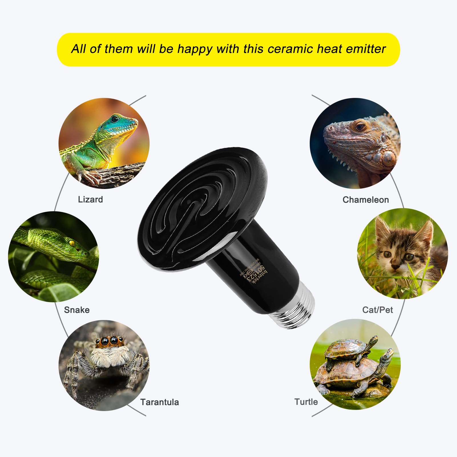 Fiveage 2 Pack 75W Black Ceramic Heat Emitter, Reptile Infrared Heat Lamp Bulb, No Light Emitted, Pet Brooder Coop Heater For Am