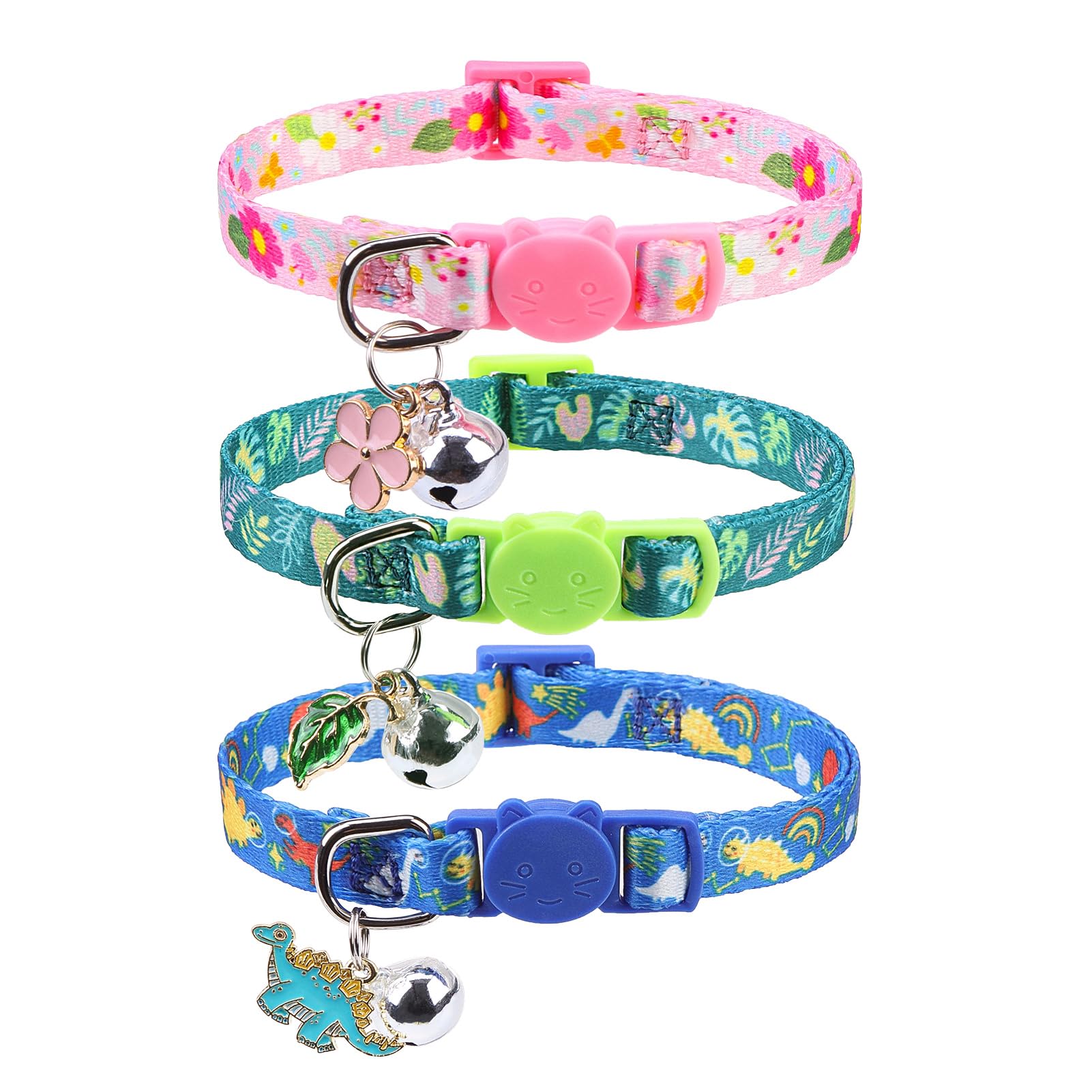Scenereal Breakaway Cat Collars With Bell, 3 Pack Adjustable Safety Cat Collar For Boy And Girl Cats, Pink Cat Collar, Cute Kitt