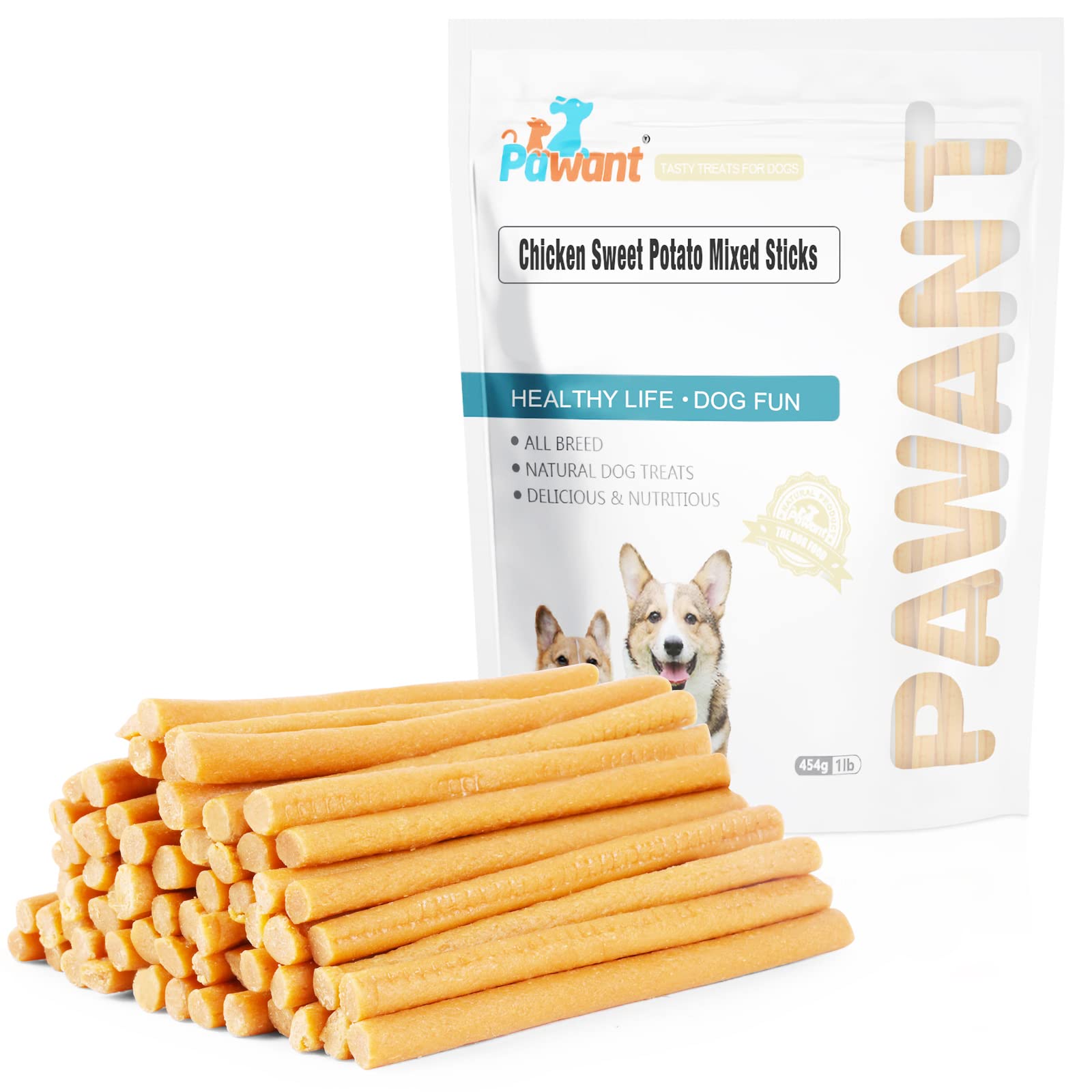 Pawant Soft Dog Treats Chicken Sweet Potato Mixed Sticks Puppy Easy to Digest Training Snacks 1 lb/454g