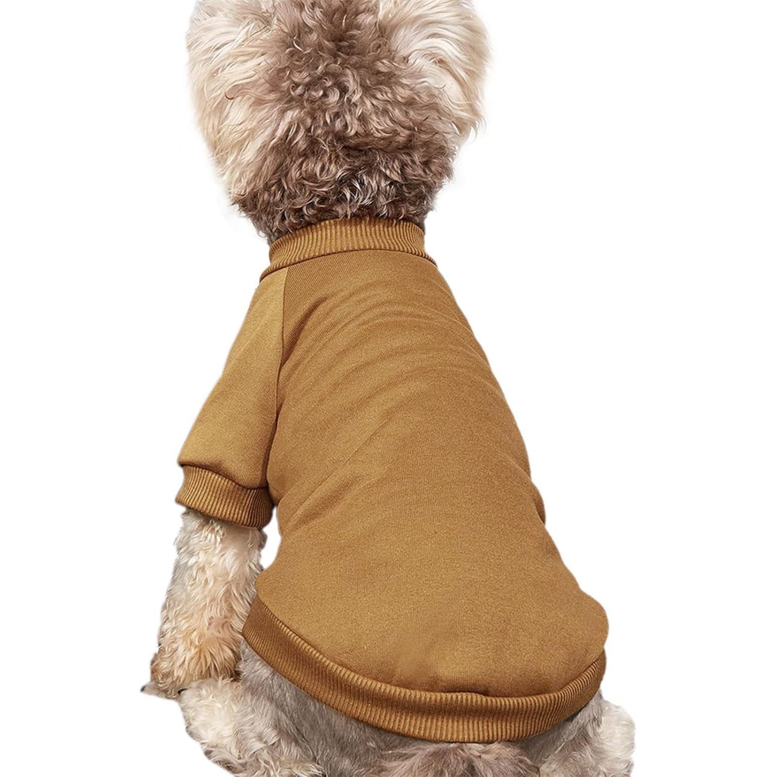 Jouhoi Puppy Sweater For Small Dogs Clothes Warm Winter Cat Clothe Pet Sweatshirt Knitwear Doggie Kitten Clothing, Coffee, Mediu