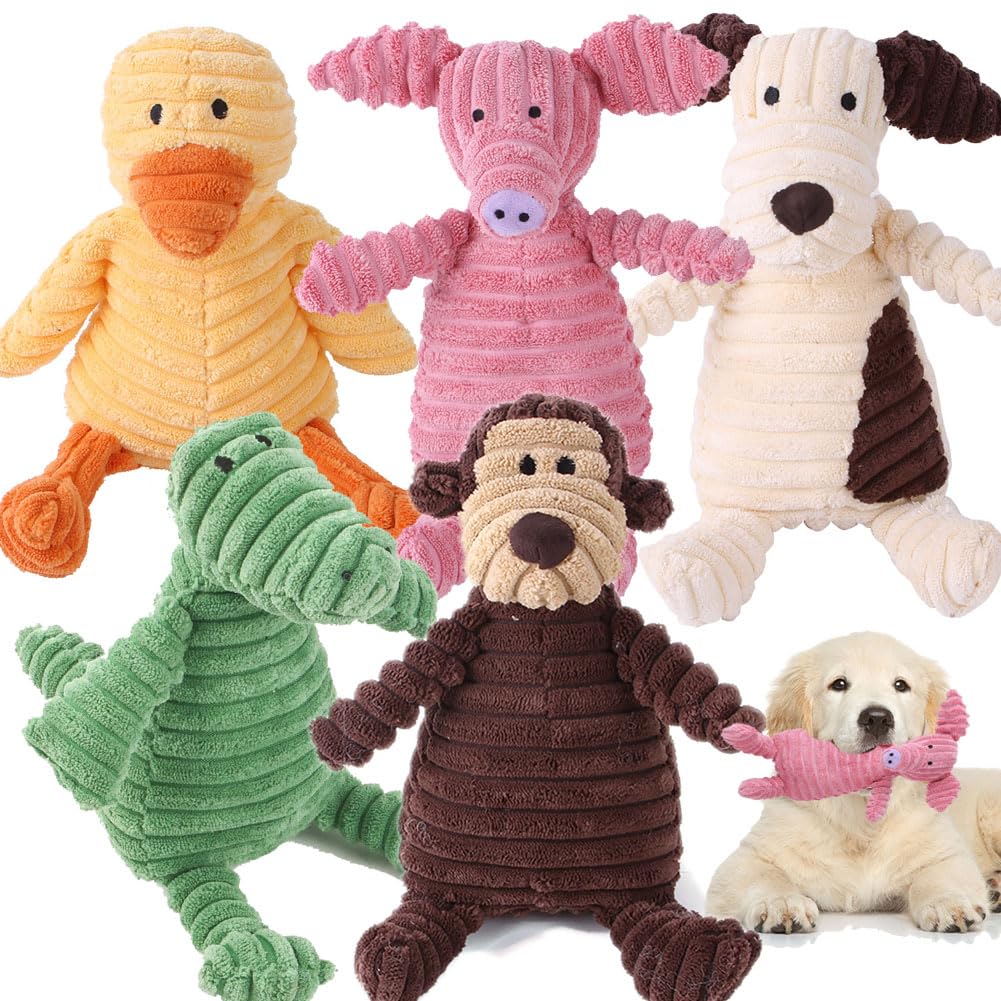 Vifine 5 Pack Tough Dog Toys Stuffed Squeaky Dog Toys Assortment Value Bundle Dog Squeaky Toys Assortment Puppy Pet Mutt Dog Toy