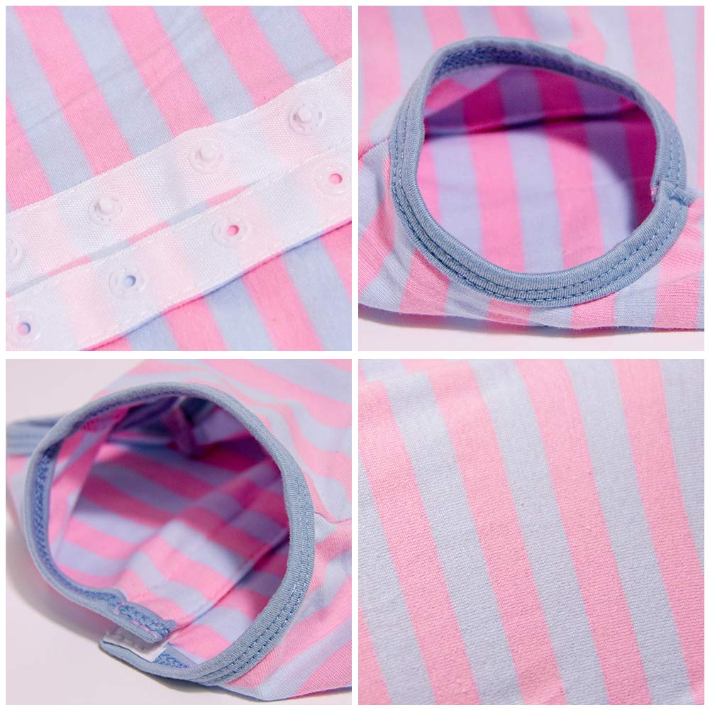Dog’S Recovery Suit Post Surgery Shirt For Puppy, Wound Protective Clothes For Little Animals(Pink Blue Stripe-Xxs)