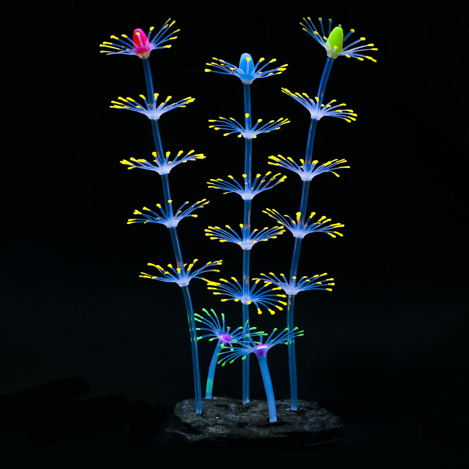 Uniclife Strip Coral Plant Ornament Glowing Effect Silicone Artificial Decoration For Fish Tank, Aquarium Landscape - Orange