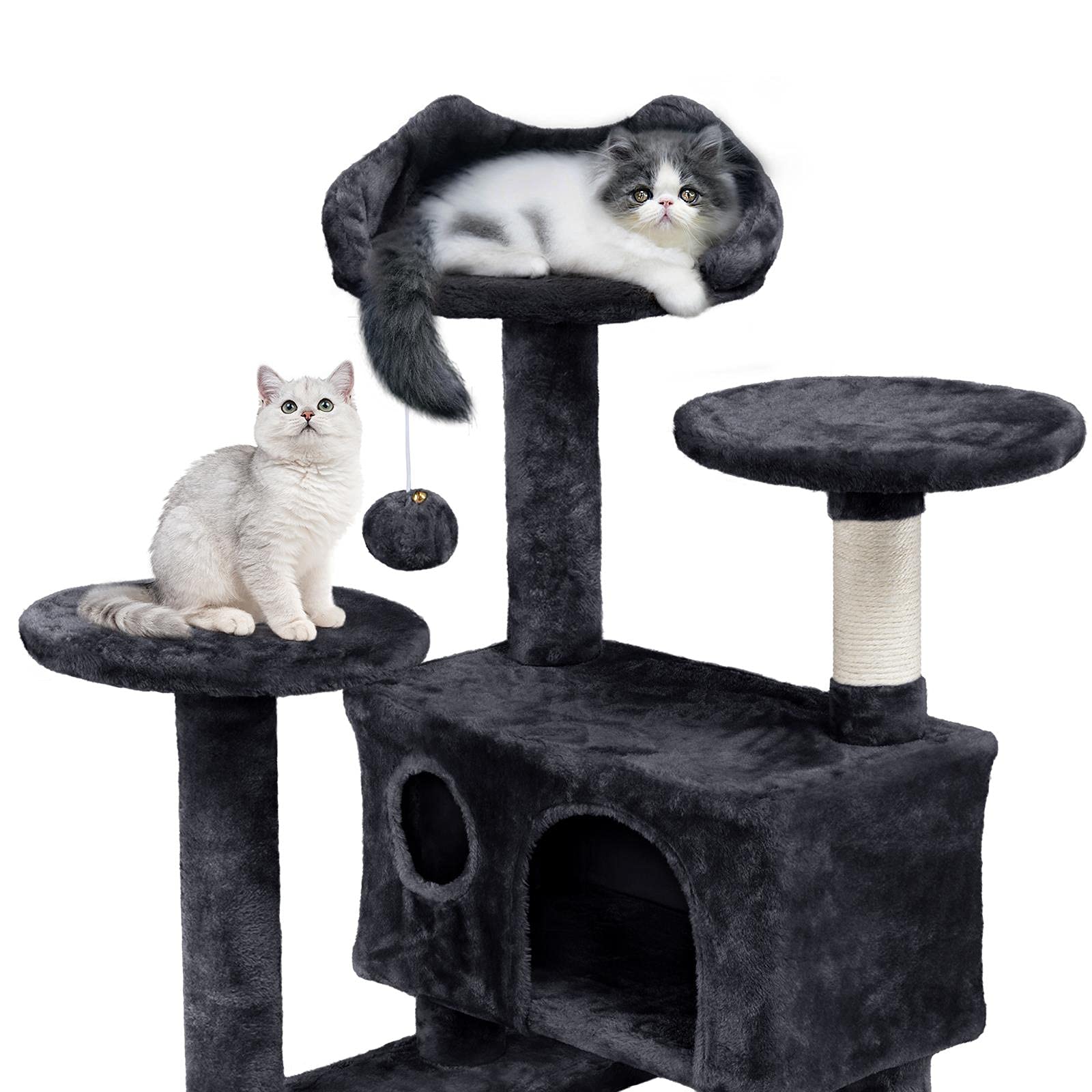 Topeakmart 54In Cat Tree, Cat Tower W/Large Cat Condo Scratching Posts And Perch, Cat Stand House Furniture, Black