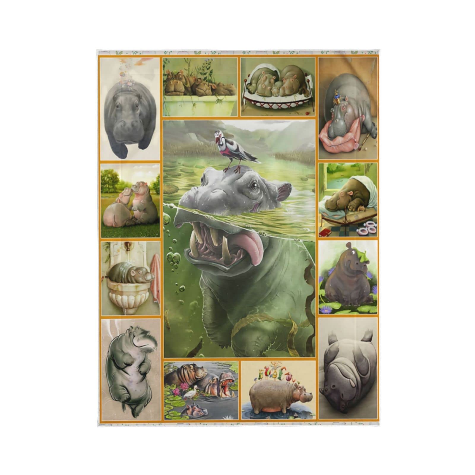 Cute Printing Super Soft Pet Throw Blanket Funny Hippo Sofa Bed Blanket Suitable for Small MediumSized Dogs Catsblack Small