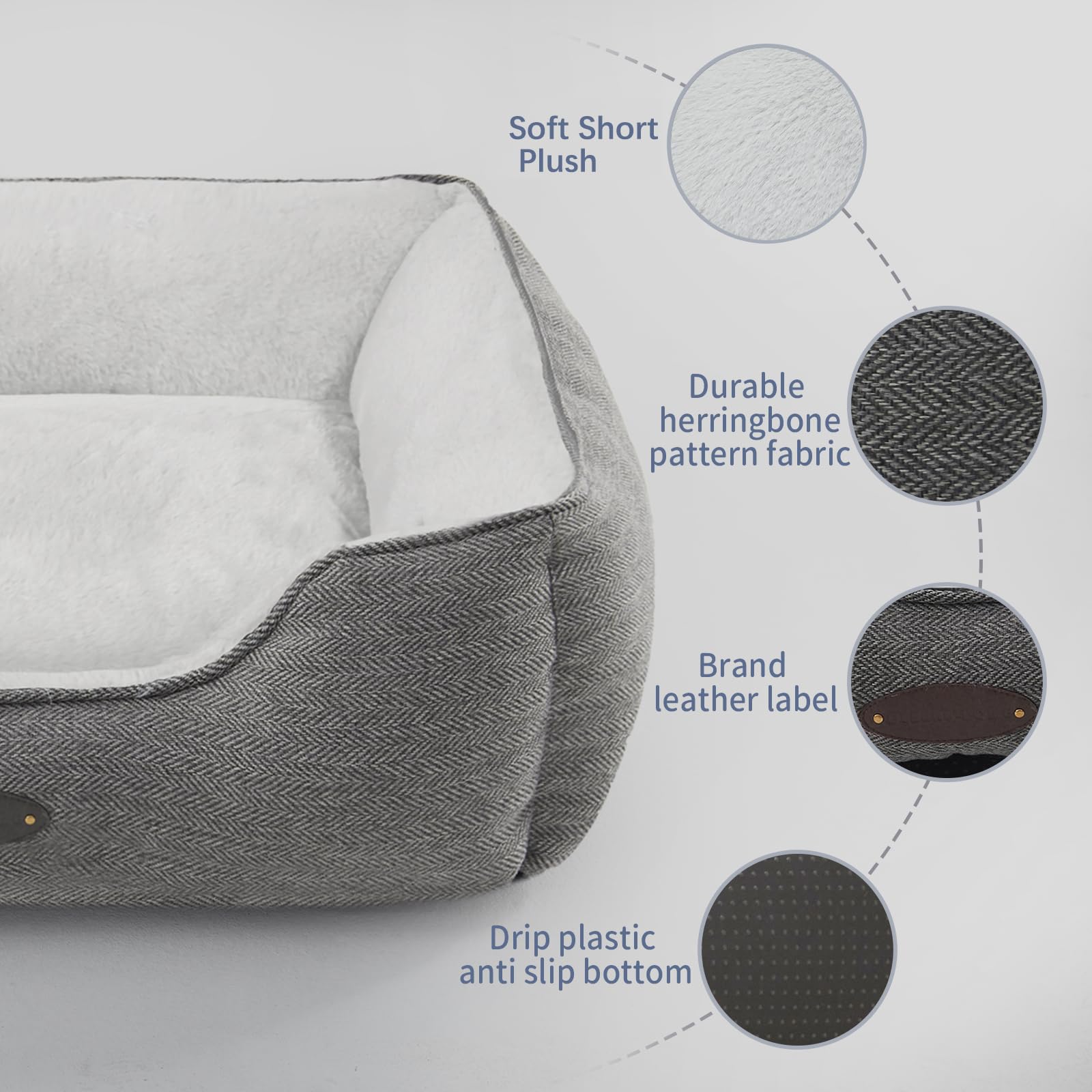 Debang Home Dog Bed For Small Dogs Breeds, Rectangular Soft Kennel Bed,Washable Deluxe Plush Dog Crate Beds, Comfy Durable Pet S
