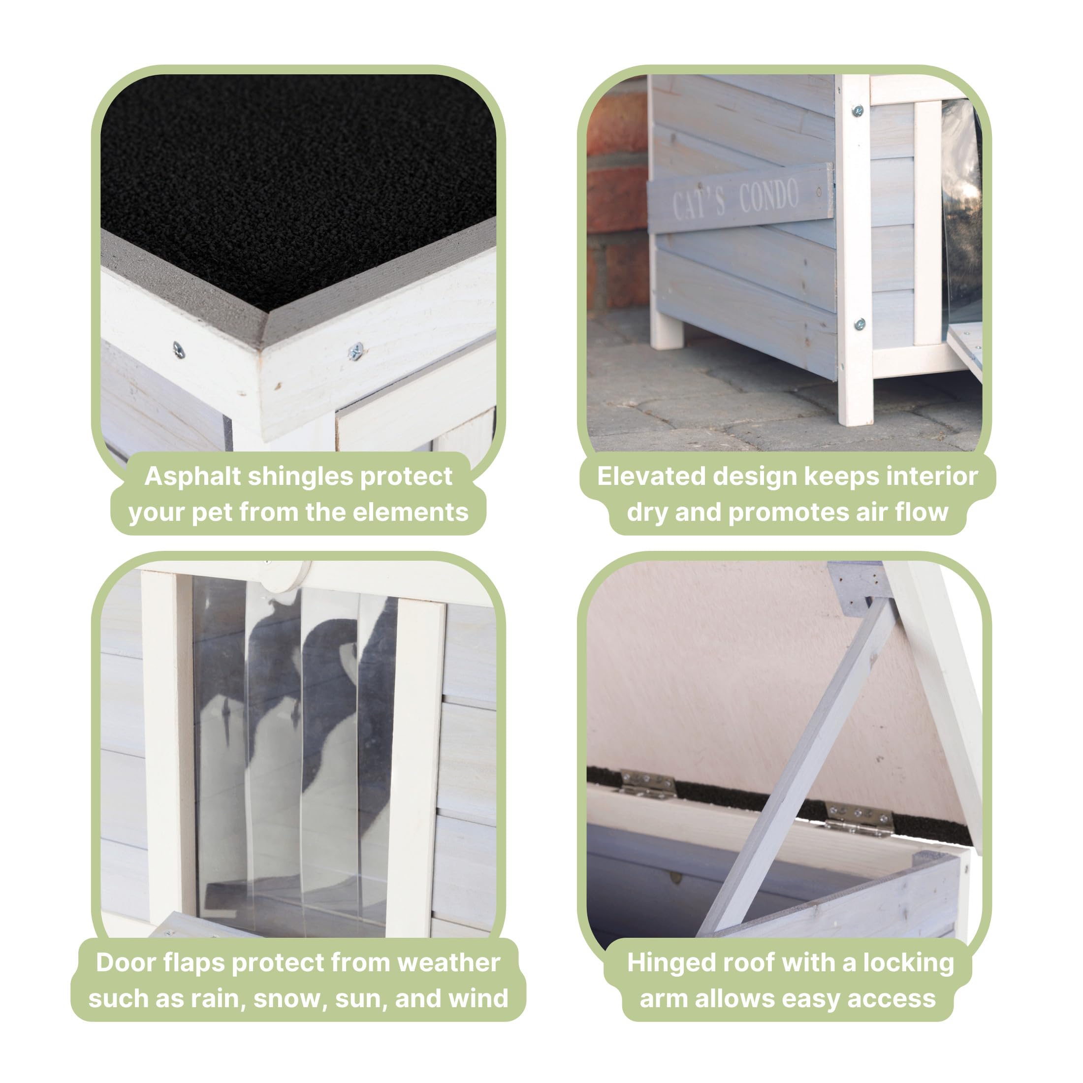 Trixie Small Outdoor Cat House, Weatherproof Cat Home With Raised Floor, Hinged Asphalt Roof & Covered Opening, Outdoor Shelter