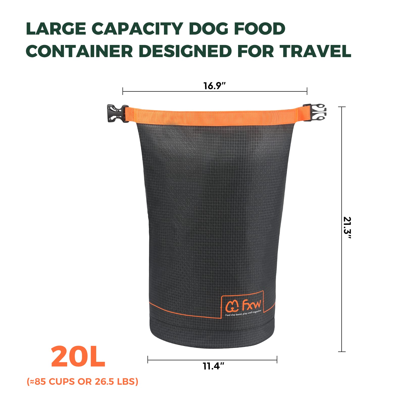 FXW Dog Food Travel Bag,Large Capacity for Travel Kibble Storage Perfect for RV Road Trips, Camping, Longterm Dog Boarding Gear