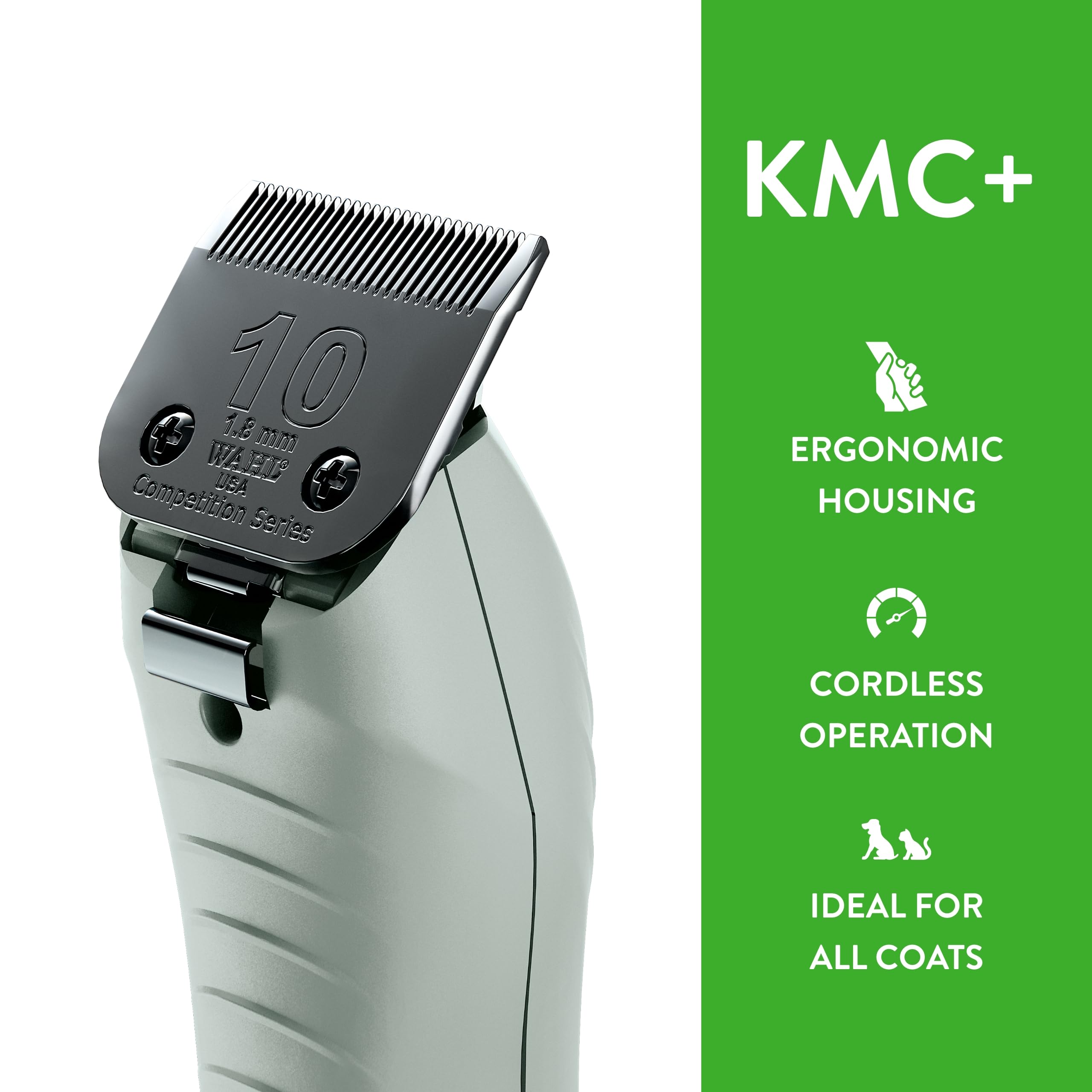 Wahl Professional Animal KMC+ 2-Speed Cordless Clipper (3025661) - Detachable Blade Pet & Dog Clipper Kit - Patented Ergonomic H