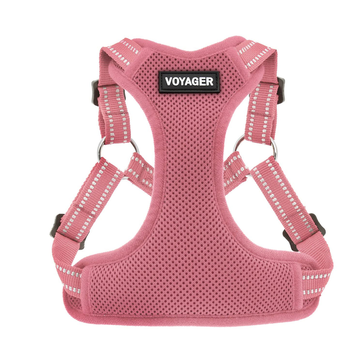 Best Pet Supplies Voyager Adjustable Dog Harness With Reflective Stripes For Walking, Jogging, Heavy-Duty Full Body No Pull Vest With Leash D-Ring, Breathable All-Weather - Harness (Pink), M