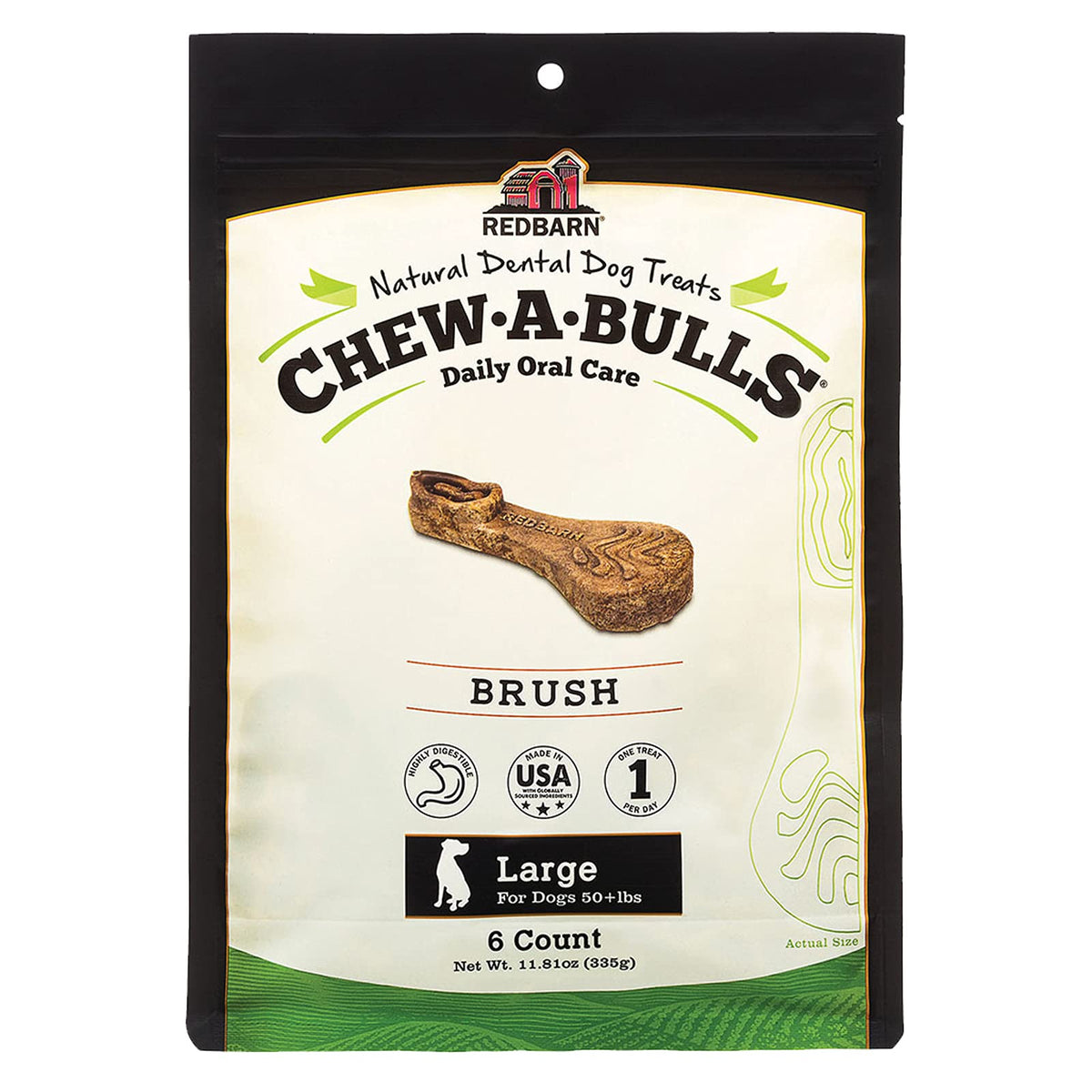 Redbarn Chew-A-Bulls (Size: Large, Shape: Brush, 6-Count (Pack Of 1))