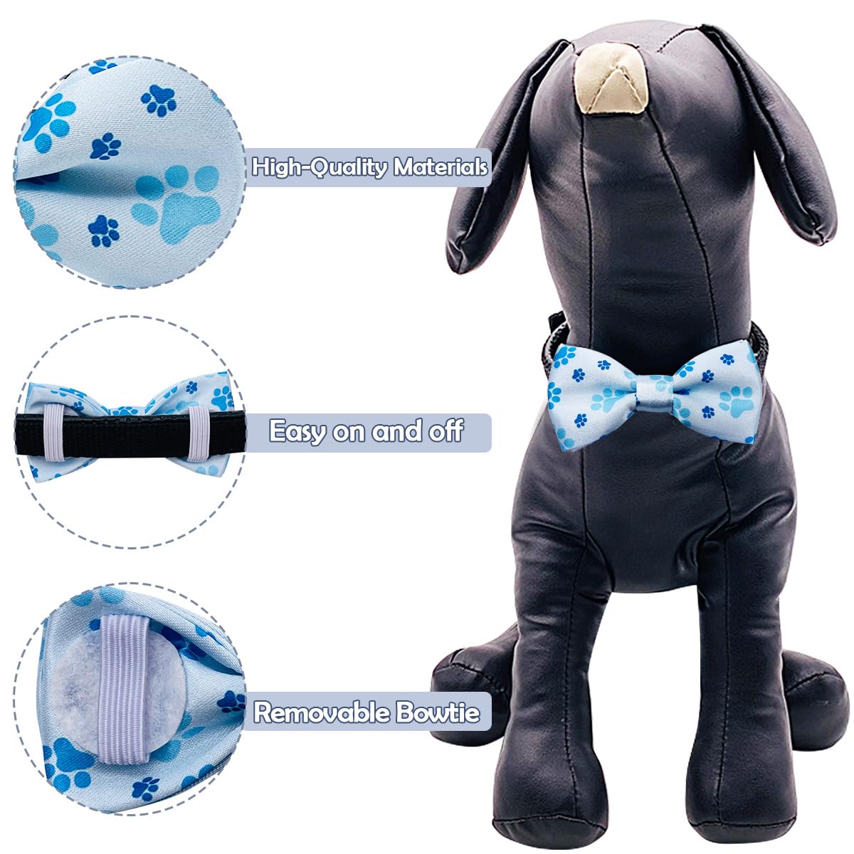 Pet Show 10Pcs Paw Pattern Large Dog Bow Ties For Medium Big Detachable Dogs Bowties With Elastic Bands Attach To Collar Pet Gro